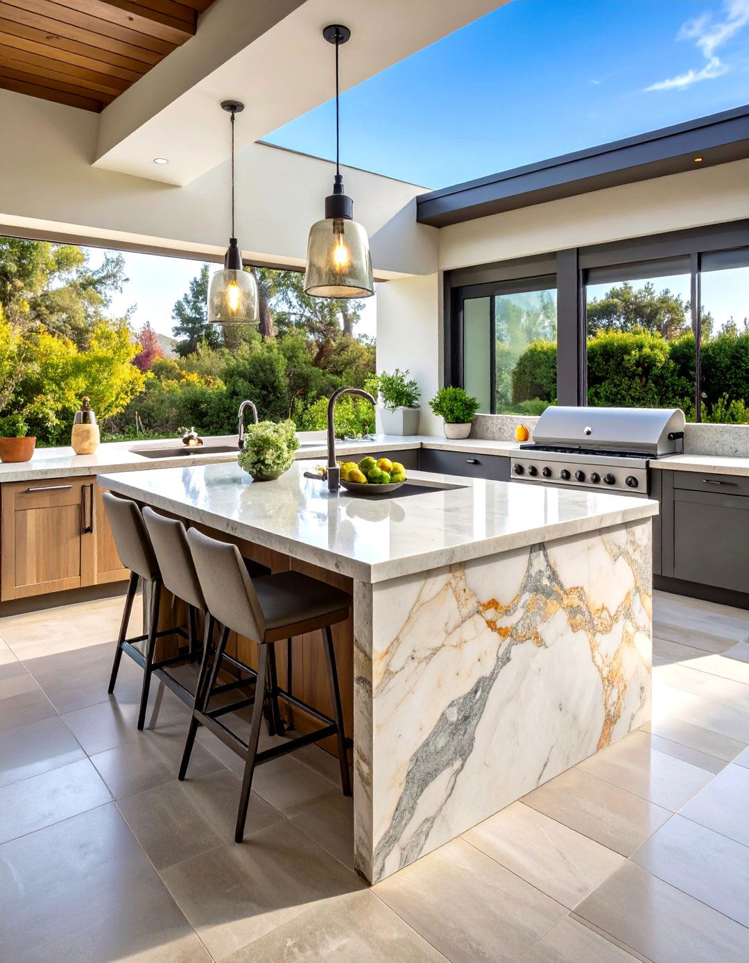 Quartzite Outdoor Kitchen Countertop for Superior Strength - 20 Outdoor Kitchen Countertop Ideas