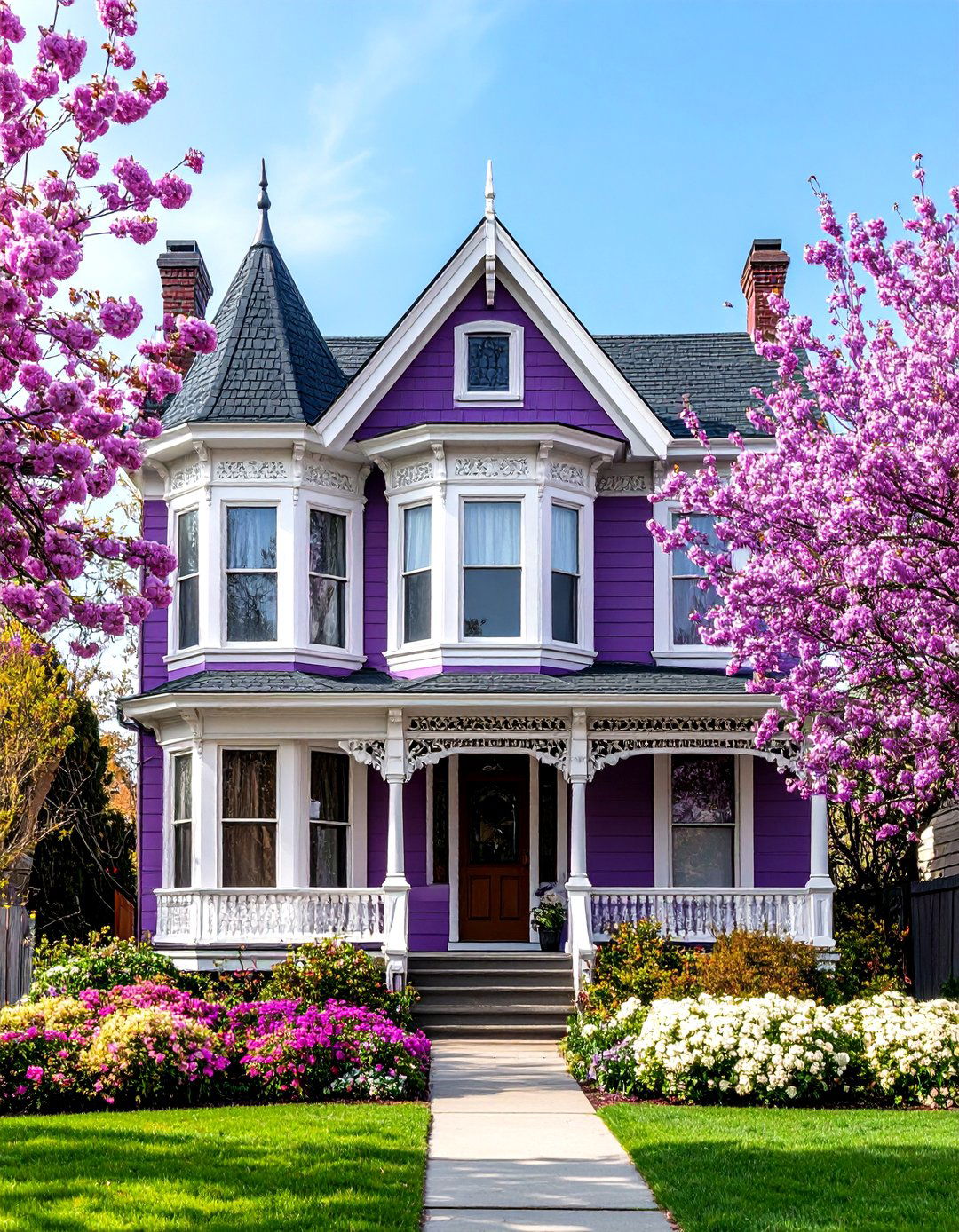 Queen Anne Style Mulberry Purple House Exterior - 20 Purple House Exterior Ideas