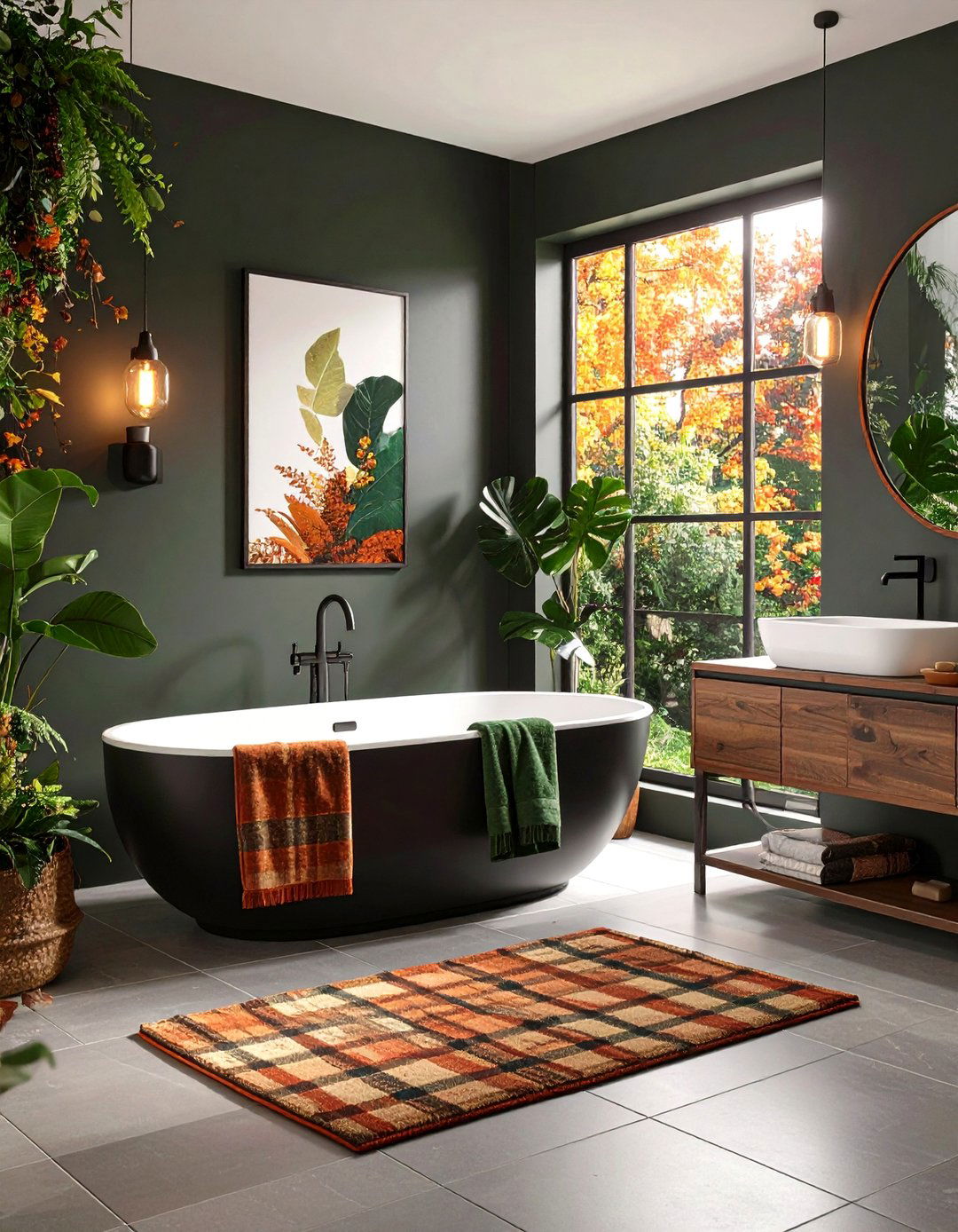 Quick Accessory Refresh with Color Pops - 20 Black Bathroom Ideas