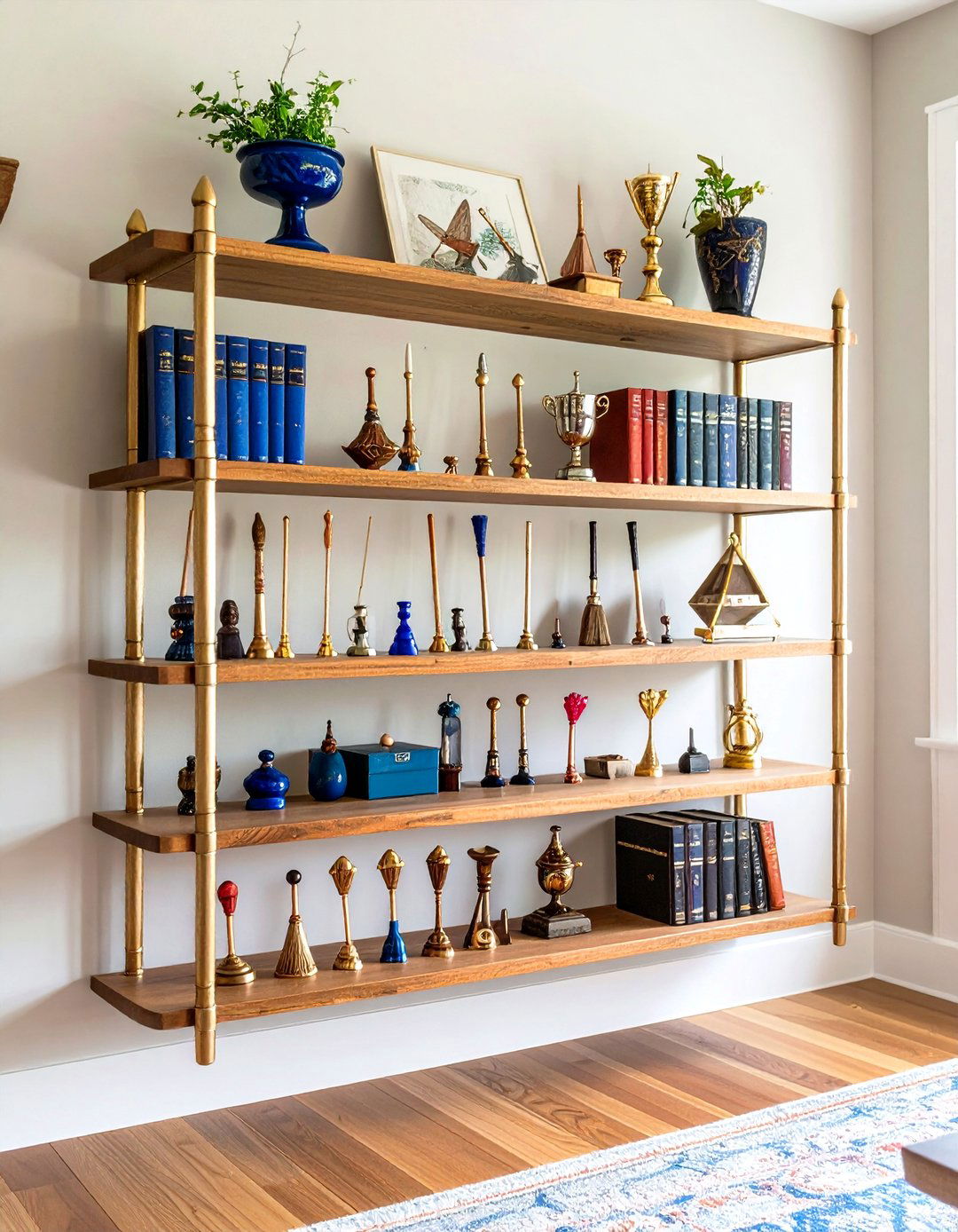 Quidditch Trophy Shelf for Harry Potter Enthusiasts - 20 Harry Potter Decor Ideas