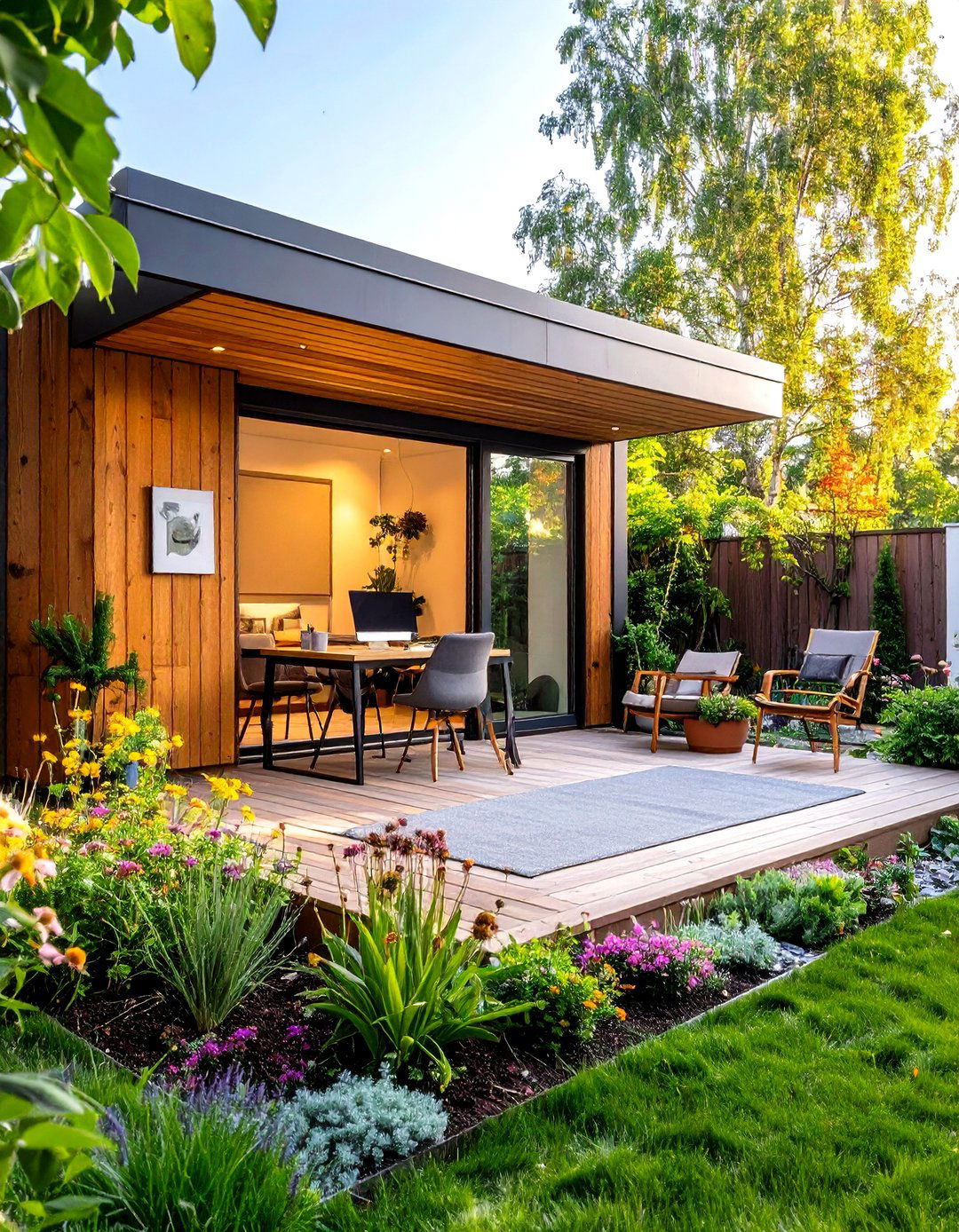 Quiet Focus Garden Office with Acoustic Panels - 20 Garden Office Ideas