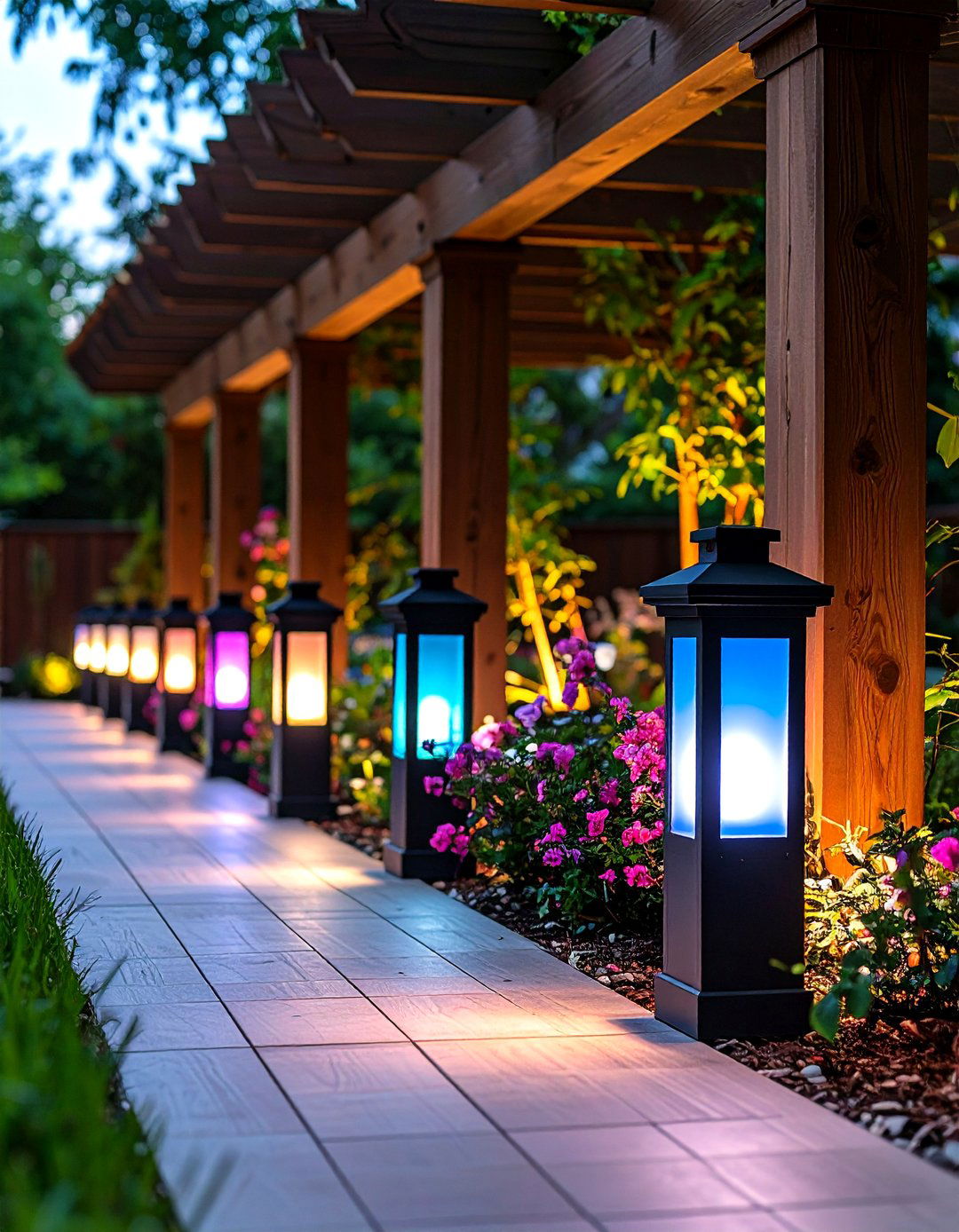RGB Color Changing Garden Lighting - 20 Garden Lighting Ideas