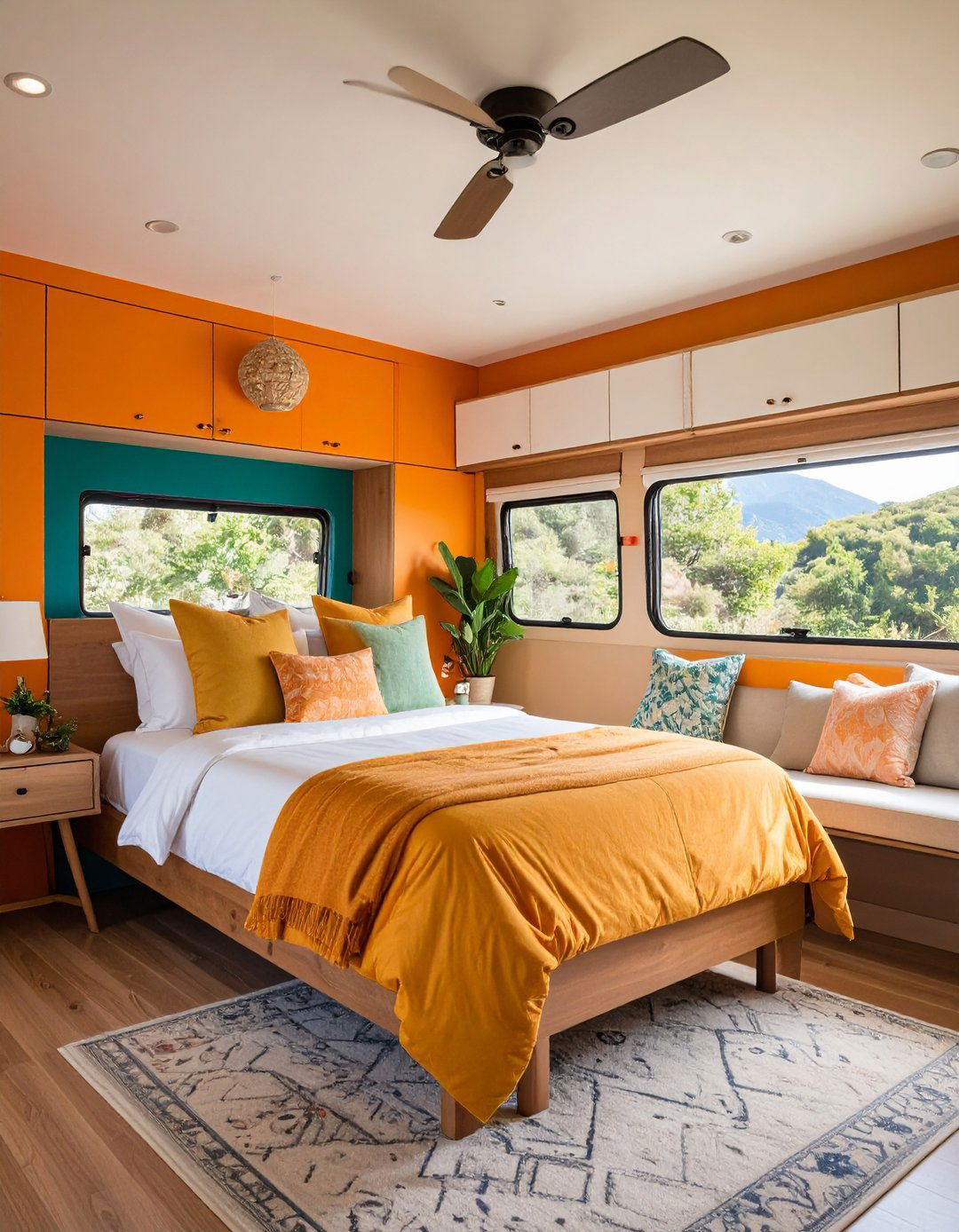 RV Bedroom Accent Wall with Fresh Paint - 20 Rv Bedroom Ideas