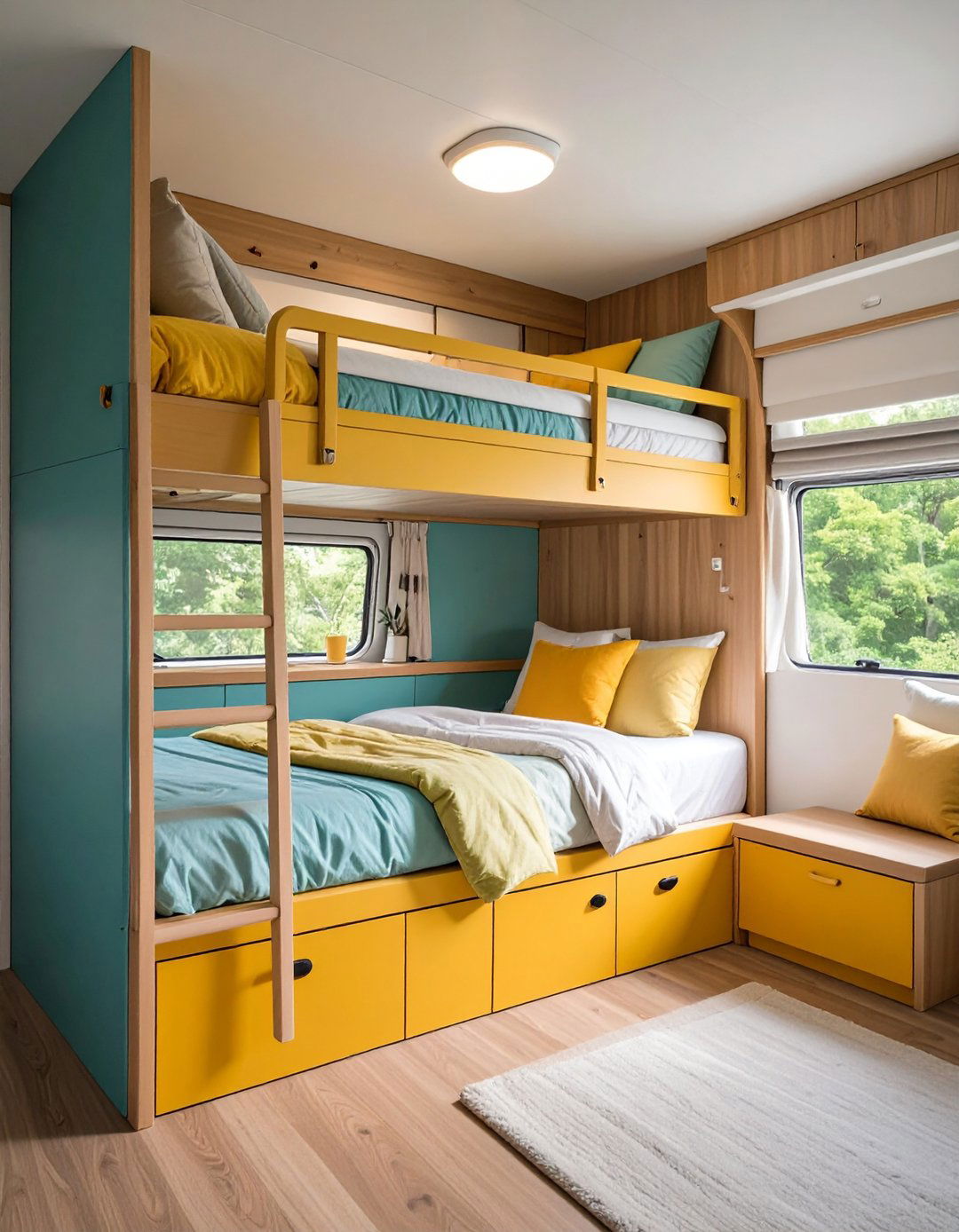 RV Bedroom Bunk Bed with Hidden Trundle - 20 Rv Bedroom Ideas
