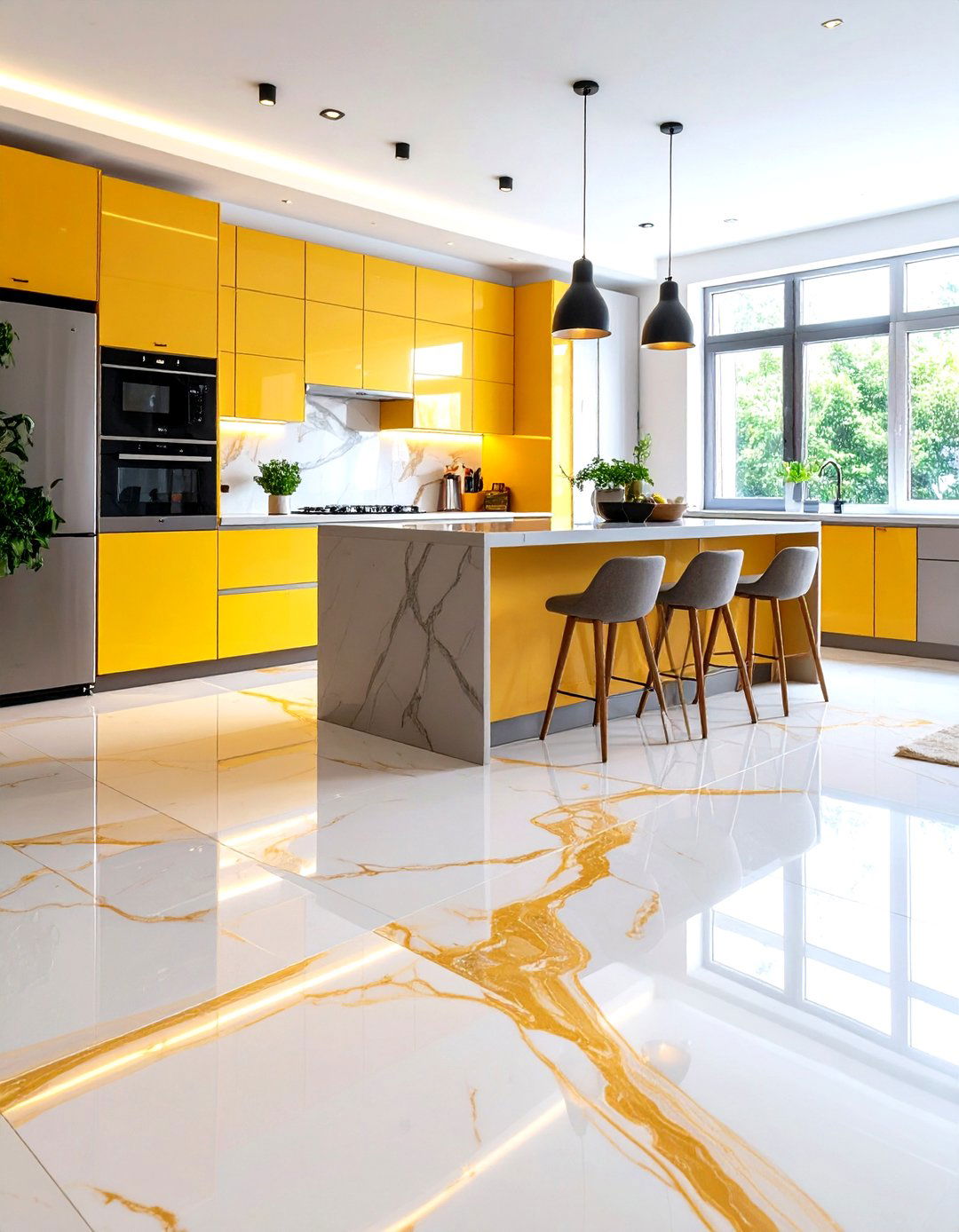Radiant Heated Marble Kitchen Floor - 20 Marble Kitchen Floor Ideas