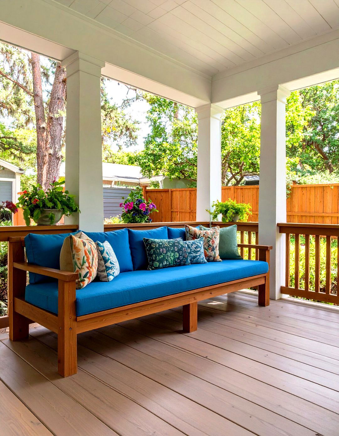 Railings with Integrated Bench Seating - 20 Front Porch Railing Ideas