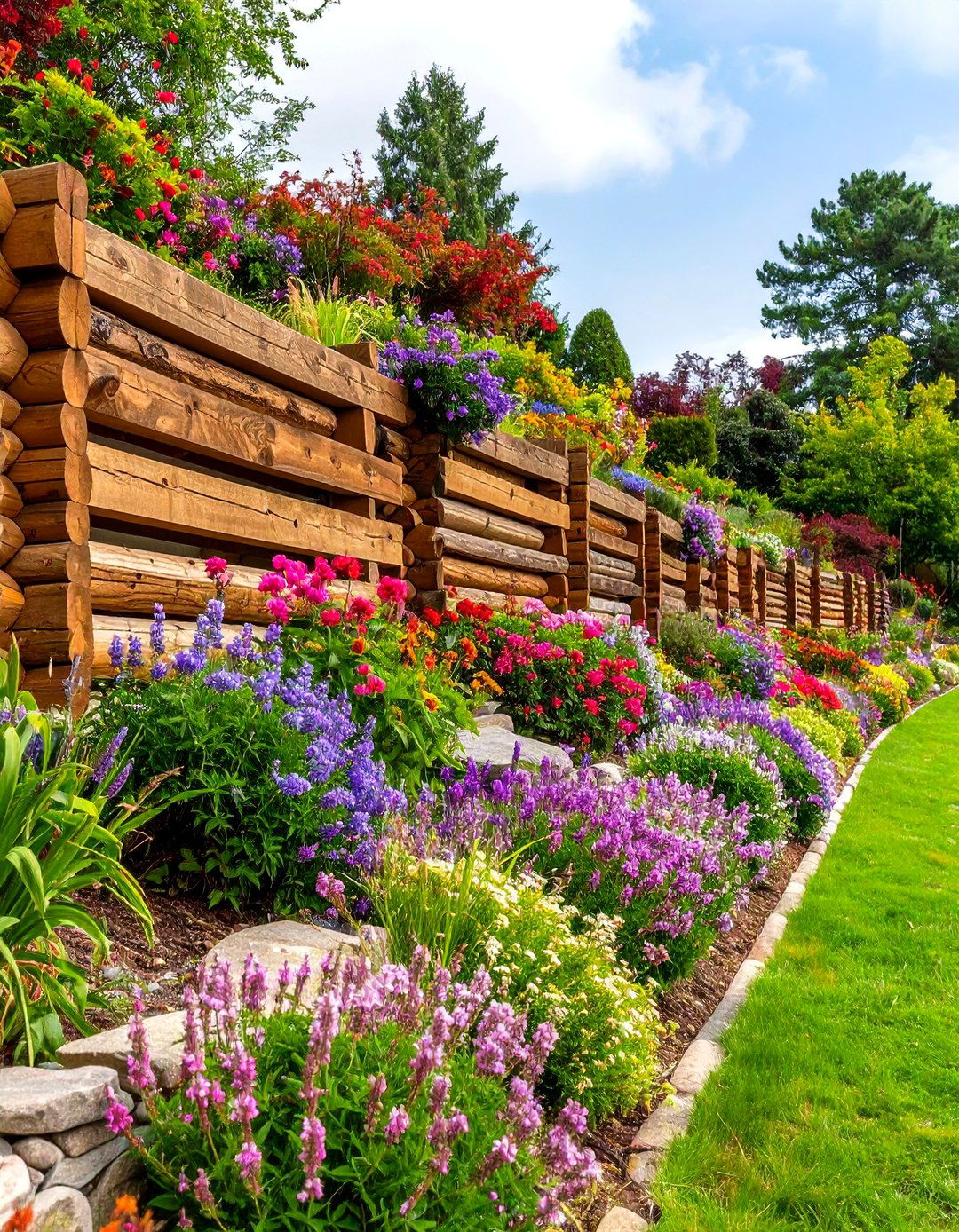 Railroad Tie Retaining Wall - 20 Inexpensive Retaining Wall Ideas