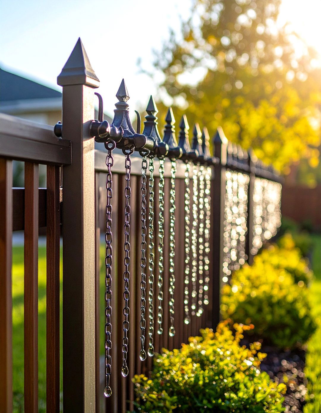 Rain Chain Water Feature Fence Art - 20 Fence Art Ideas