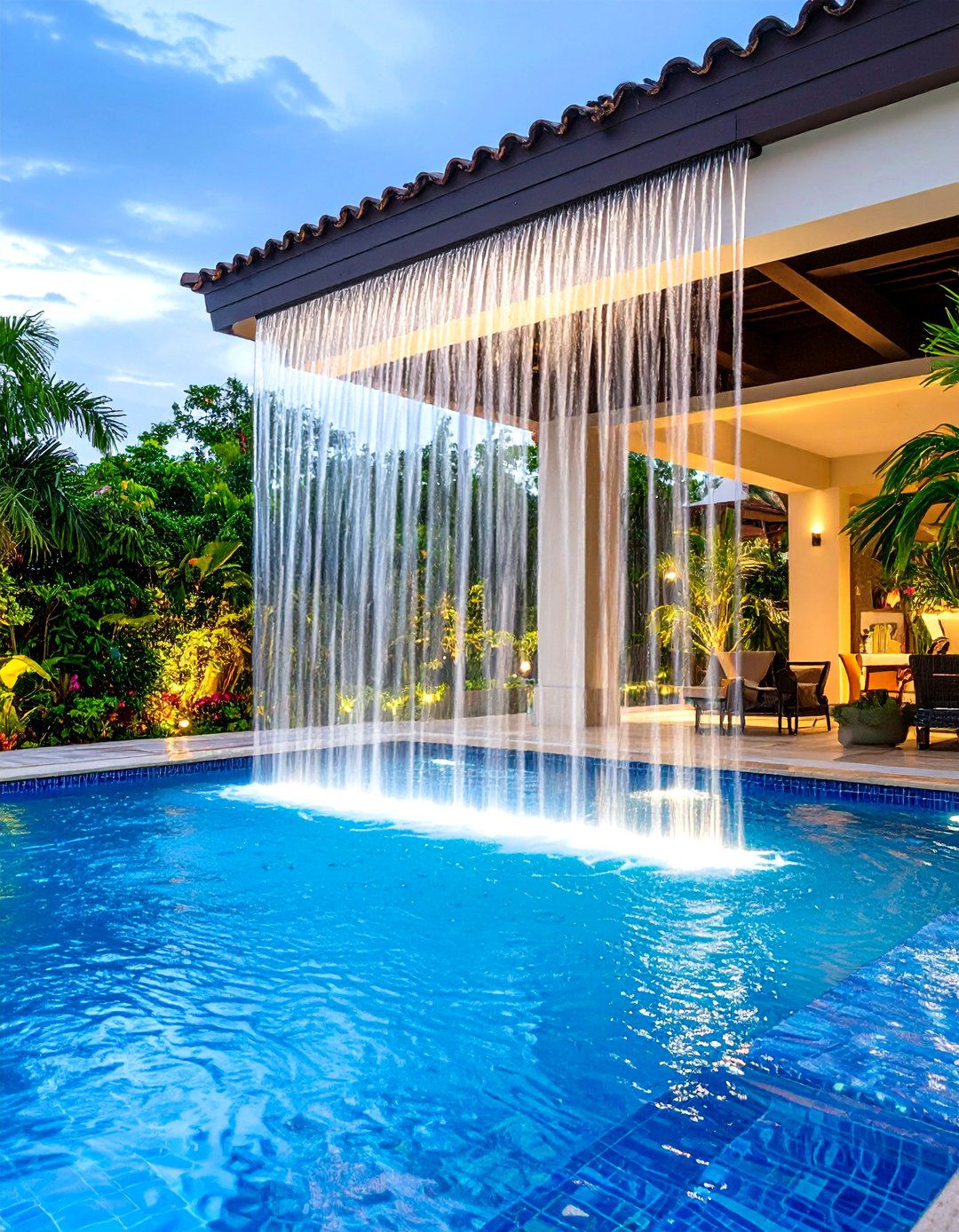 Rain Curtains - 20 Small Pool Waterfall Ideas