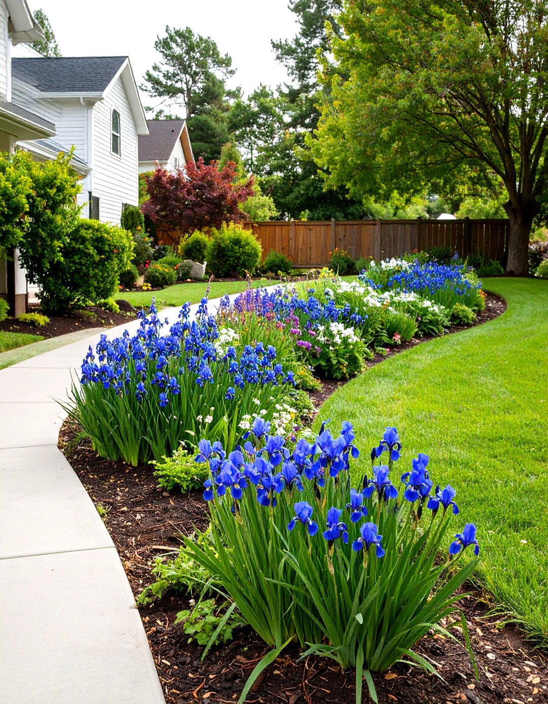 Rain Garden Swale Along the Driveway - 20 Driveway Landscape Ideas