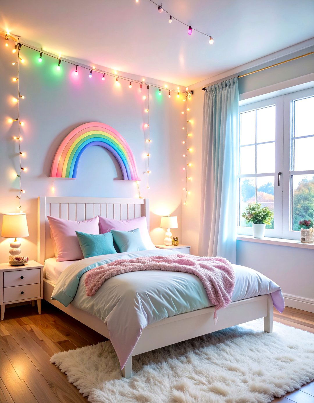 Rainbow Fairy Lights - 20 Unicorn Bedroom Ideas