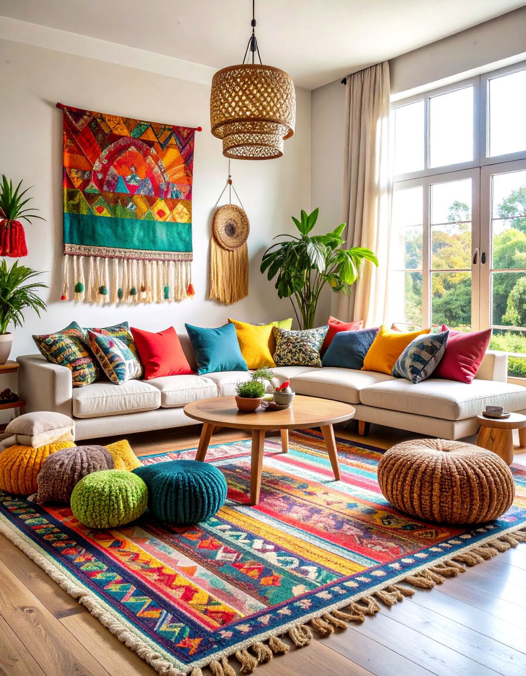 Rainbow Maximalist Boho Living Room Celebration - 20 Colorful Boho Living Room Ideas