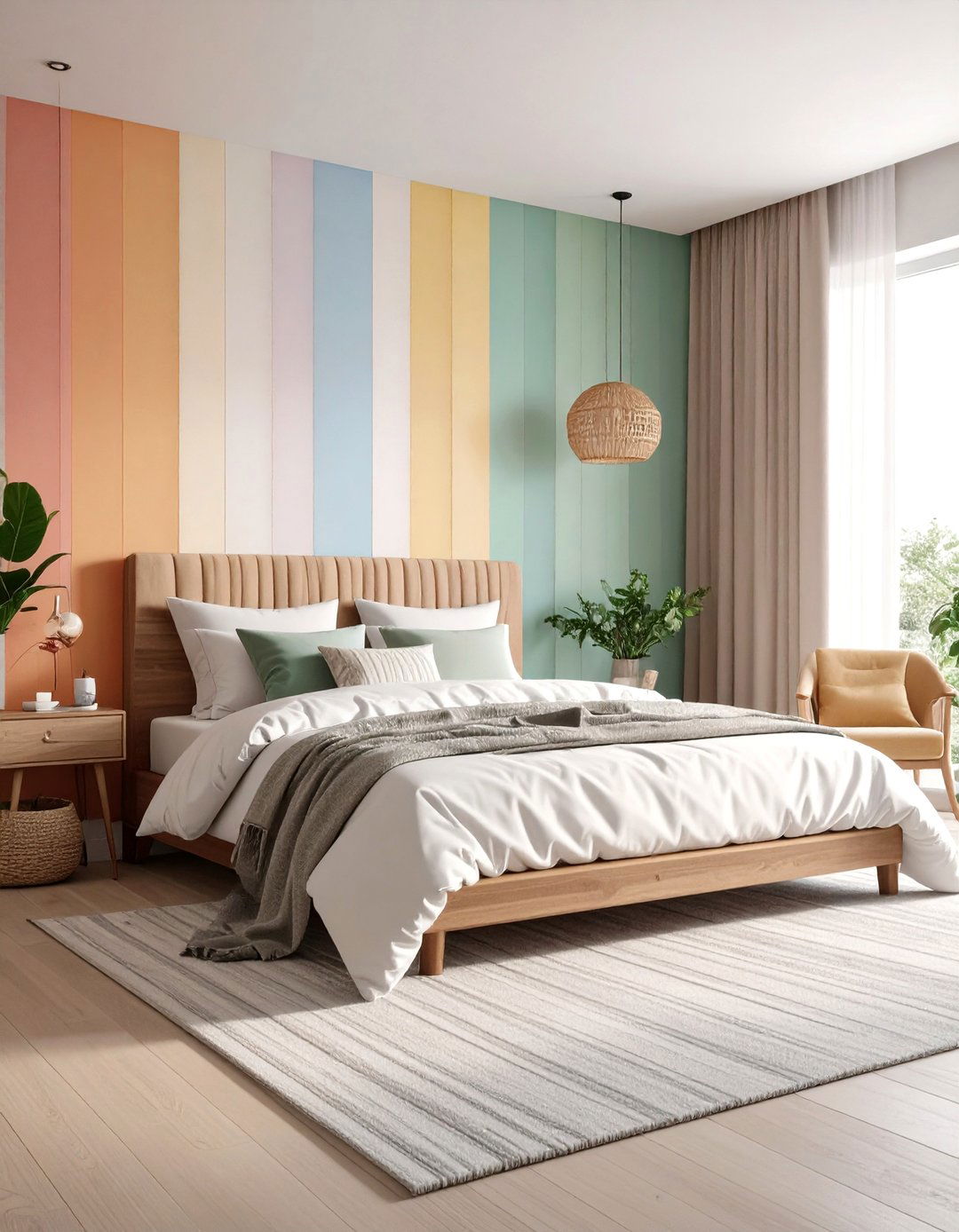 Rainbow Striped Colorful Bedroom Ideas - 20 Colorful Bedroom Ideas