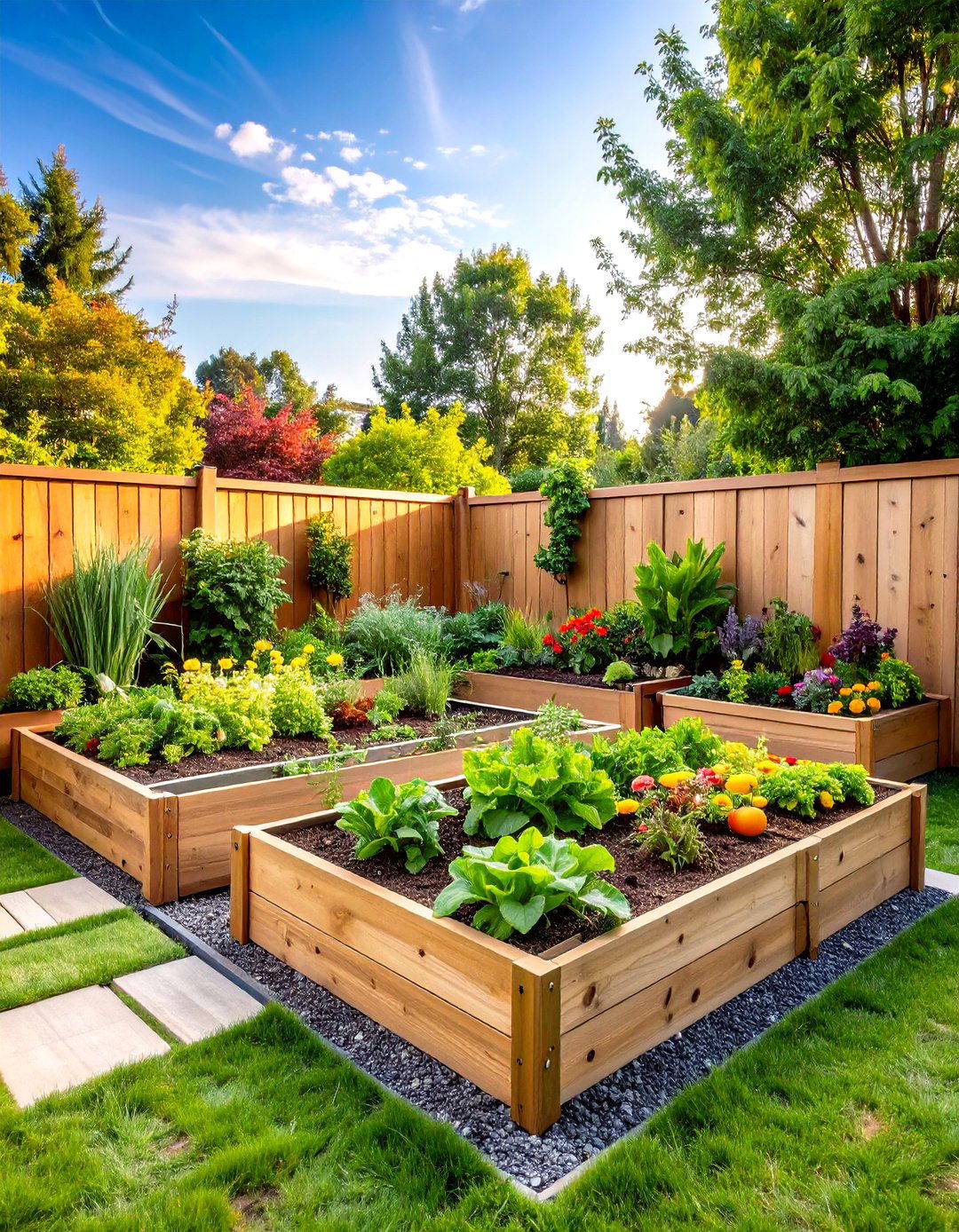 Raised Bed Corner Garden with Cedar Planters - 20 Corner Garden Ideas