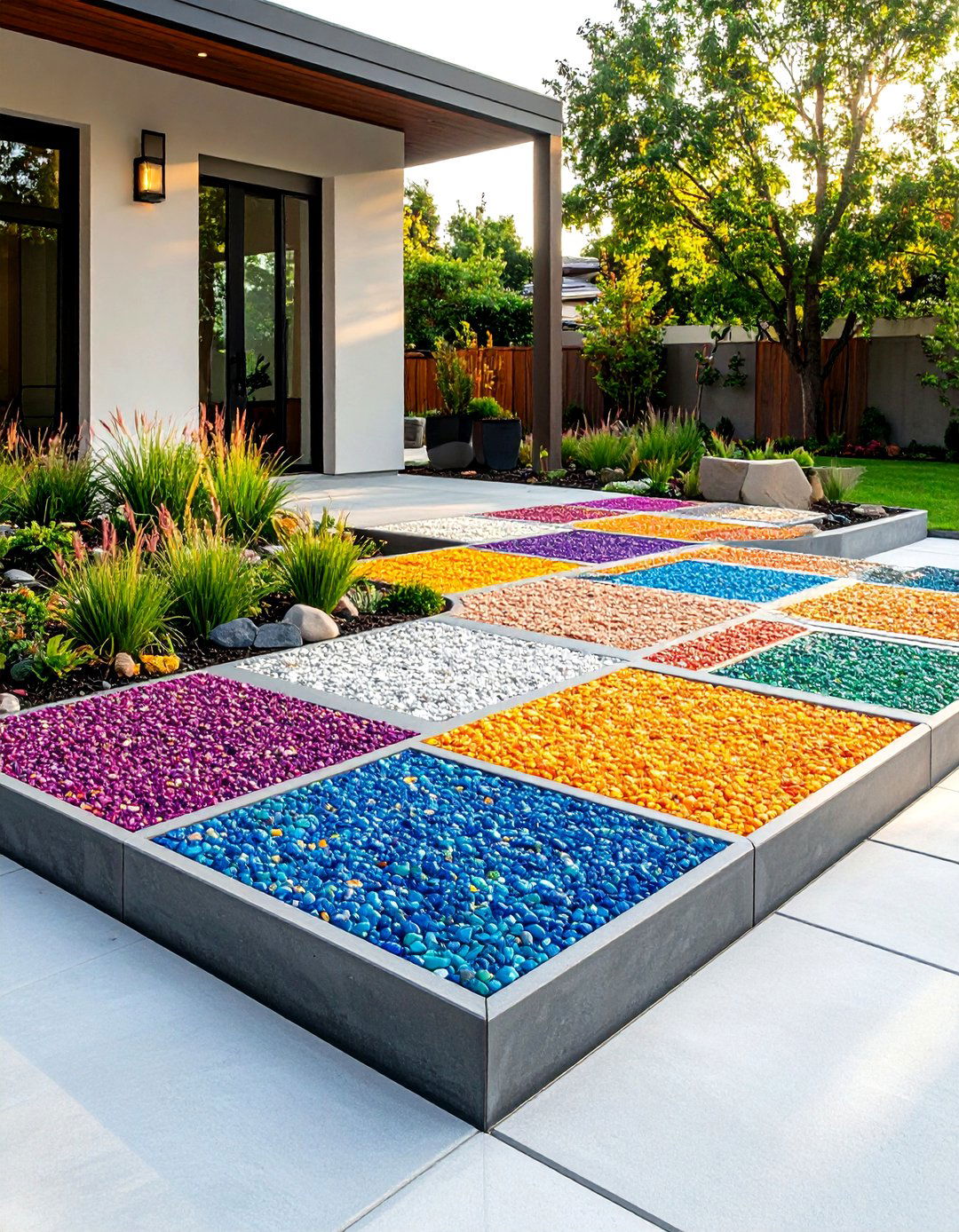 Raised Concrete Patio with Integrated Outdoor Kitchen and Bar - 20 Raised Concrete Patio Ideas