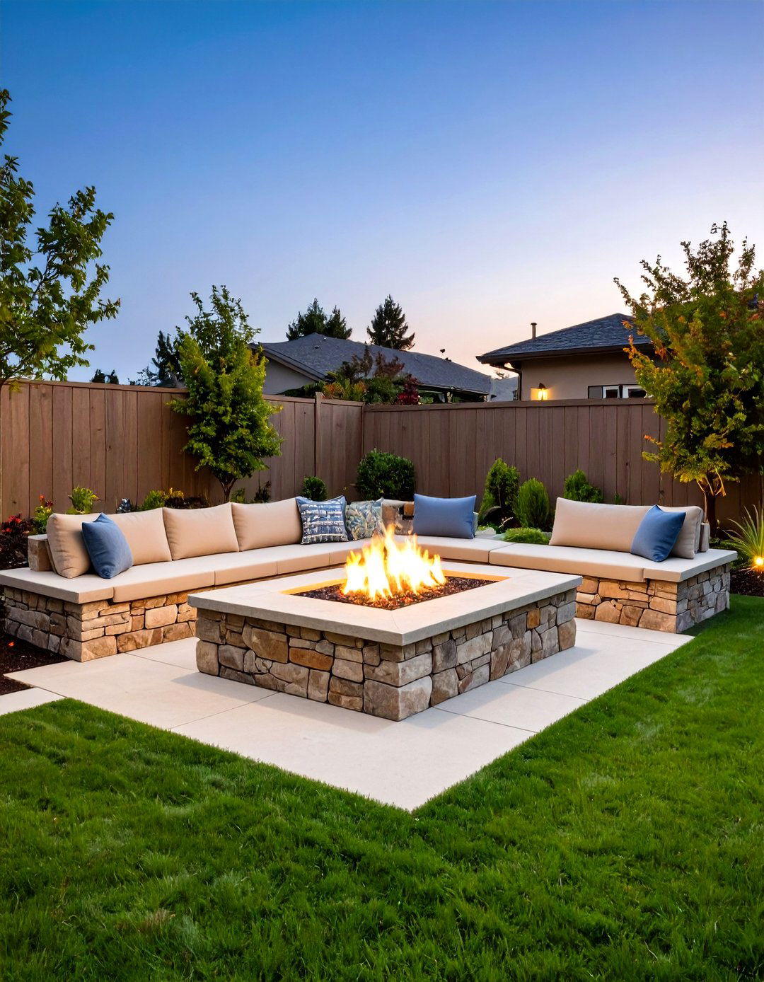 Raised Flagstone Fire Pit with Coping Seat - 20 Flagstone Fire Pit Ideas