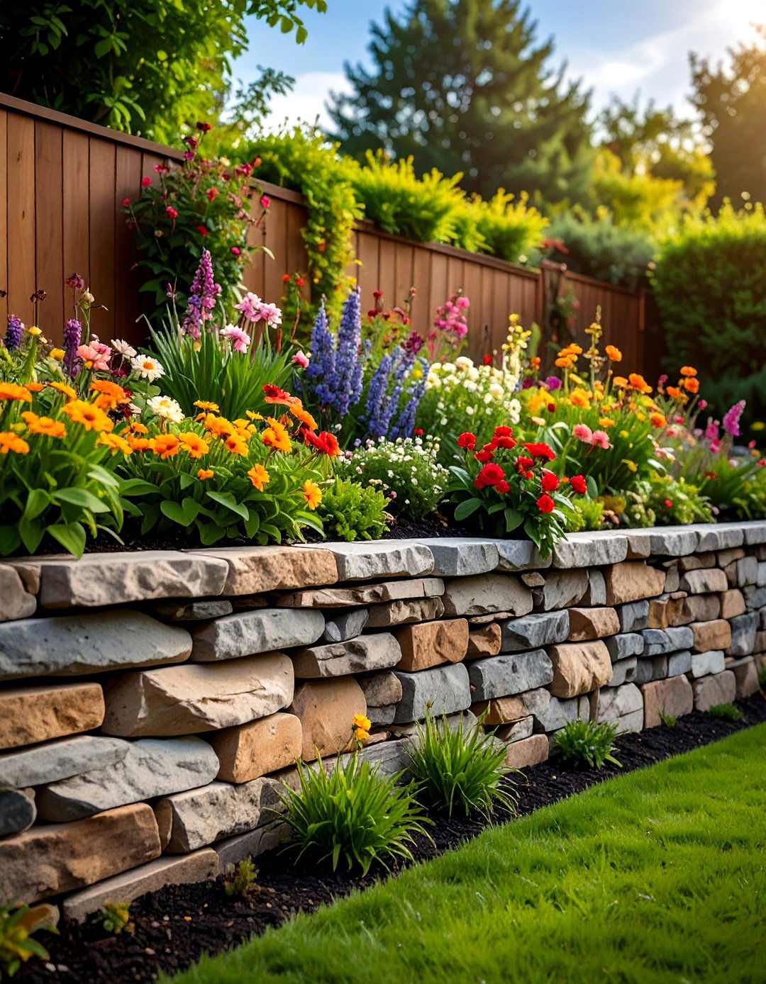 Raised Garden Bed Wall - 20 Stone Wall Ideas