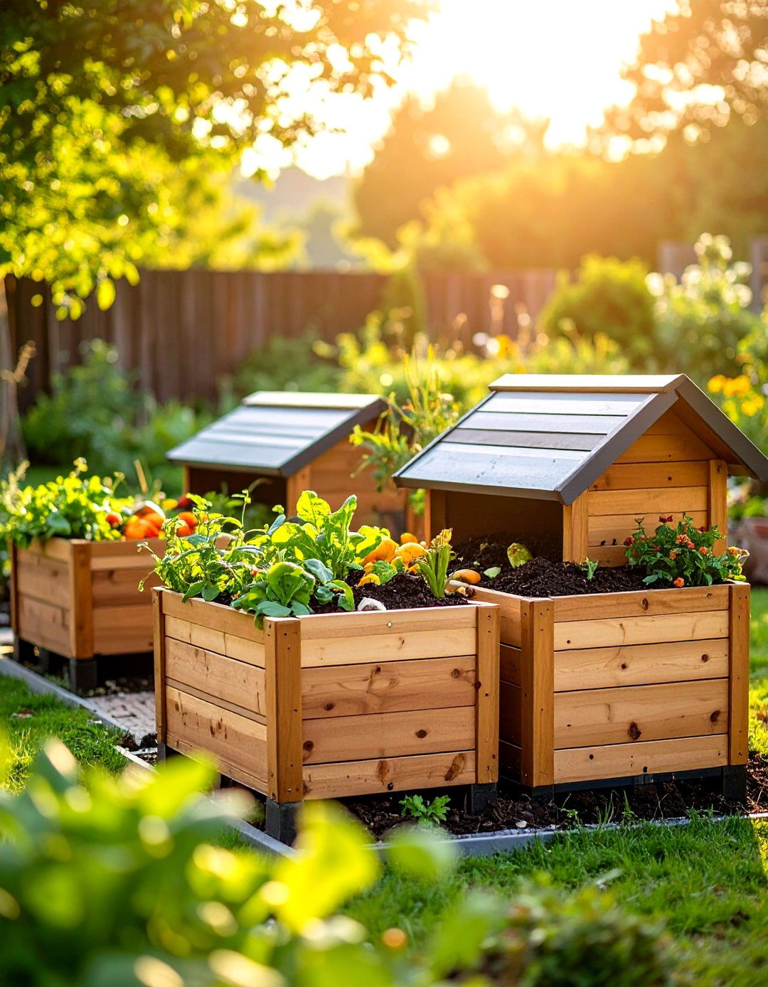 Raised Garden Bed with Integrated Compost Bin System - 20 Raised Garden Bed Ideas