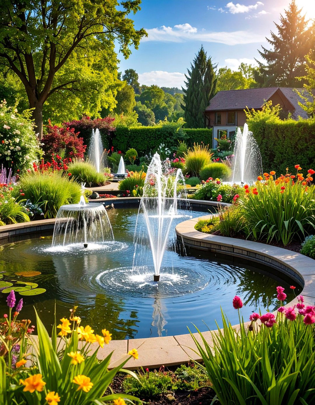 Raised Garden Pond with Integrated Fountain Features and Water Movement - 20 Raised Garden Pond Ideas