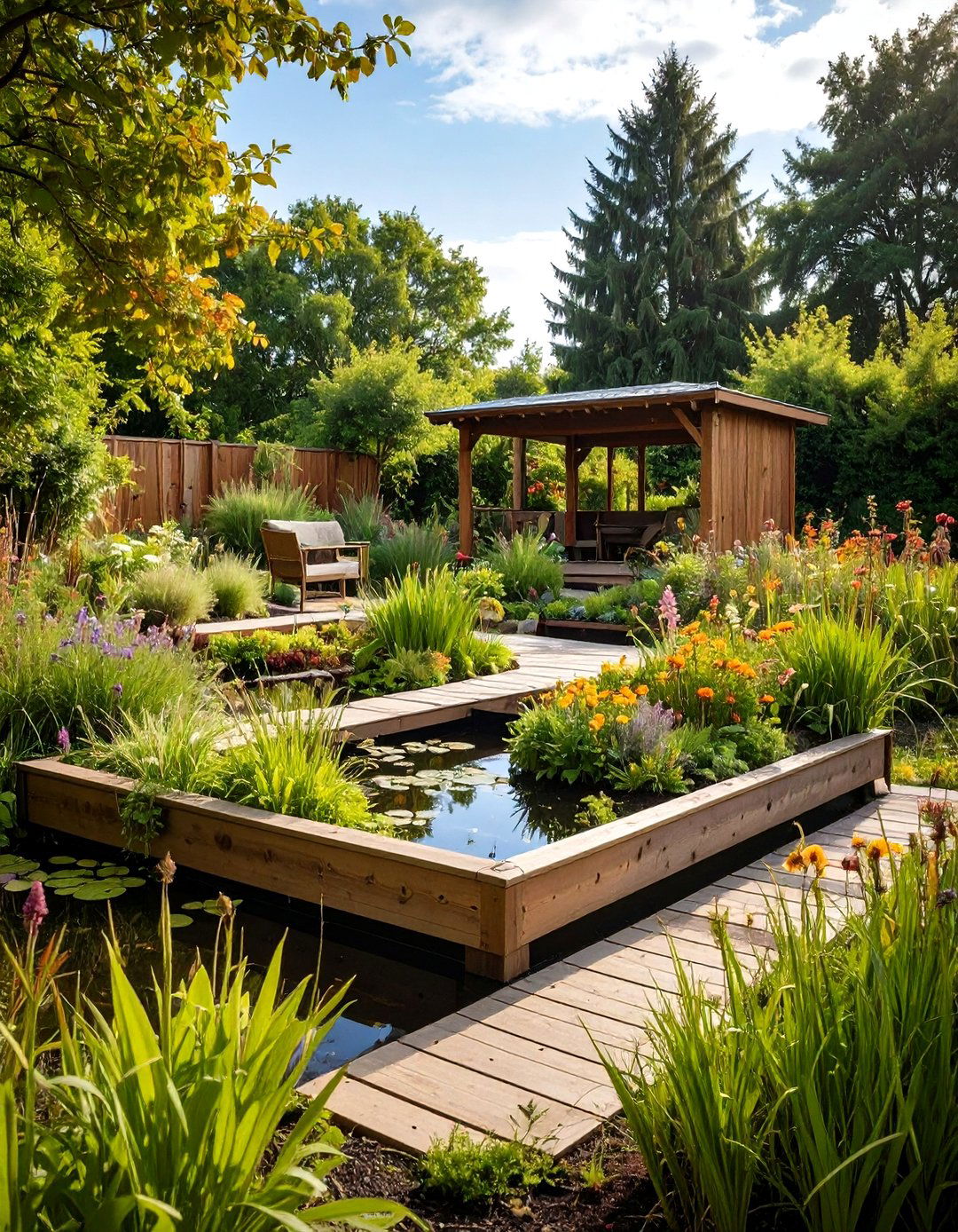 Raised Garden Pond with Wildlife Habitat Features and Ecosystem Integration - 20 Raised Garden Pond Ideas