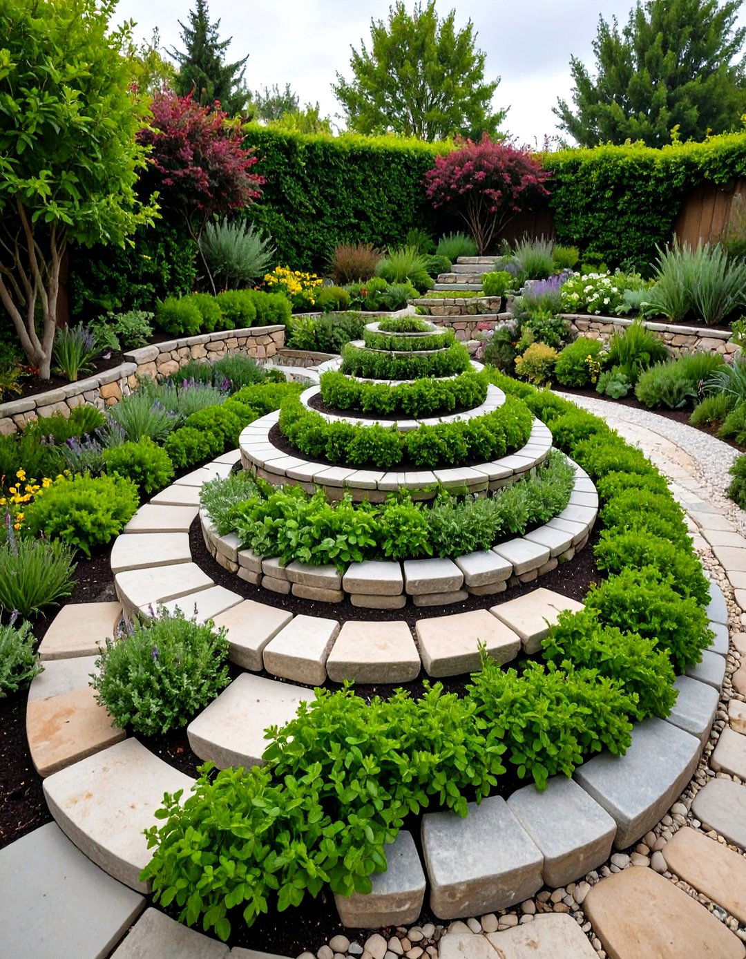 Raised Herb Spiral Gardens - 20 Spring Garden Ideas