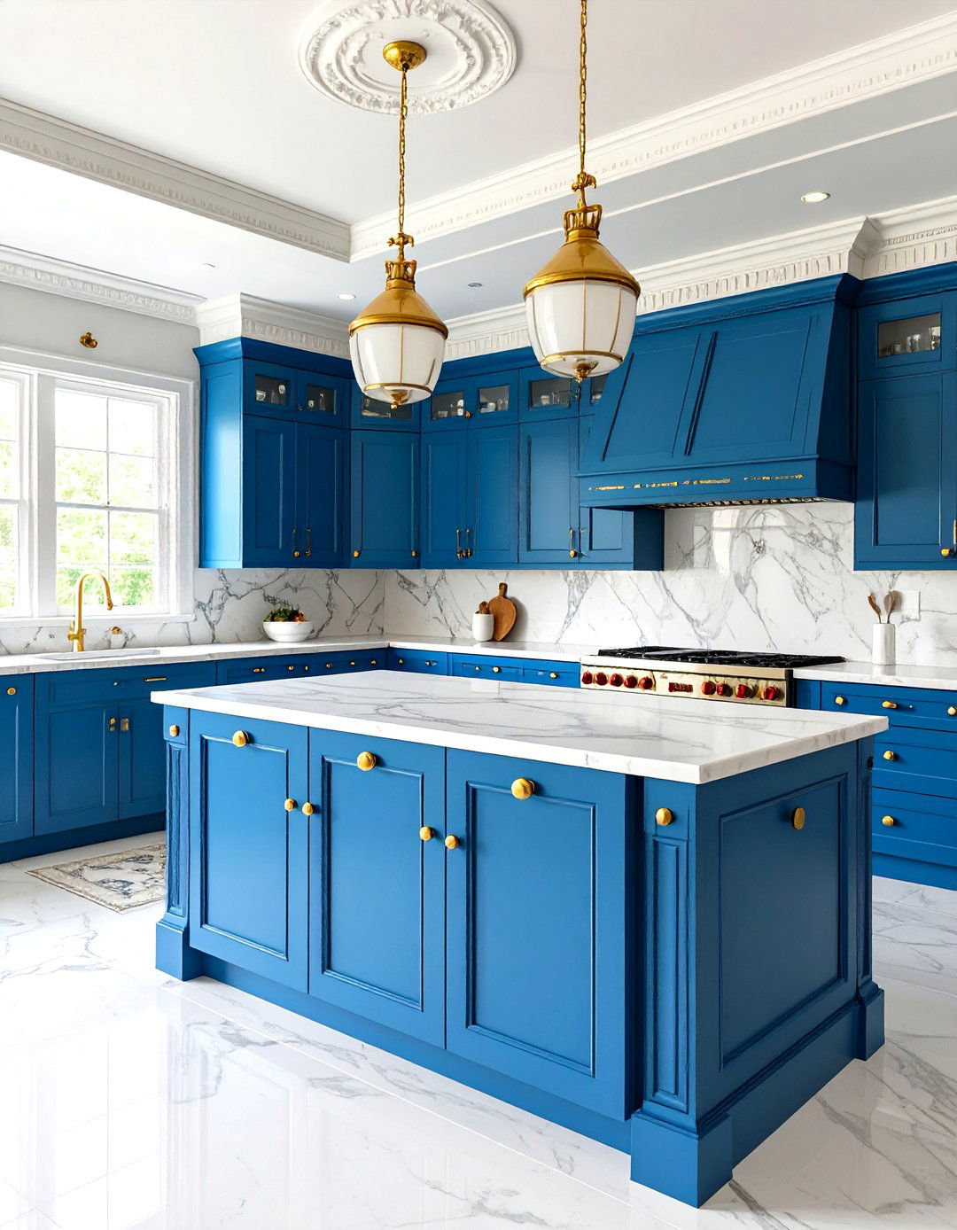 Raised Panel Blue Kitchen Cabinets with Gold Knobs - 20 blue kitchen cabinets with gold hardware