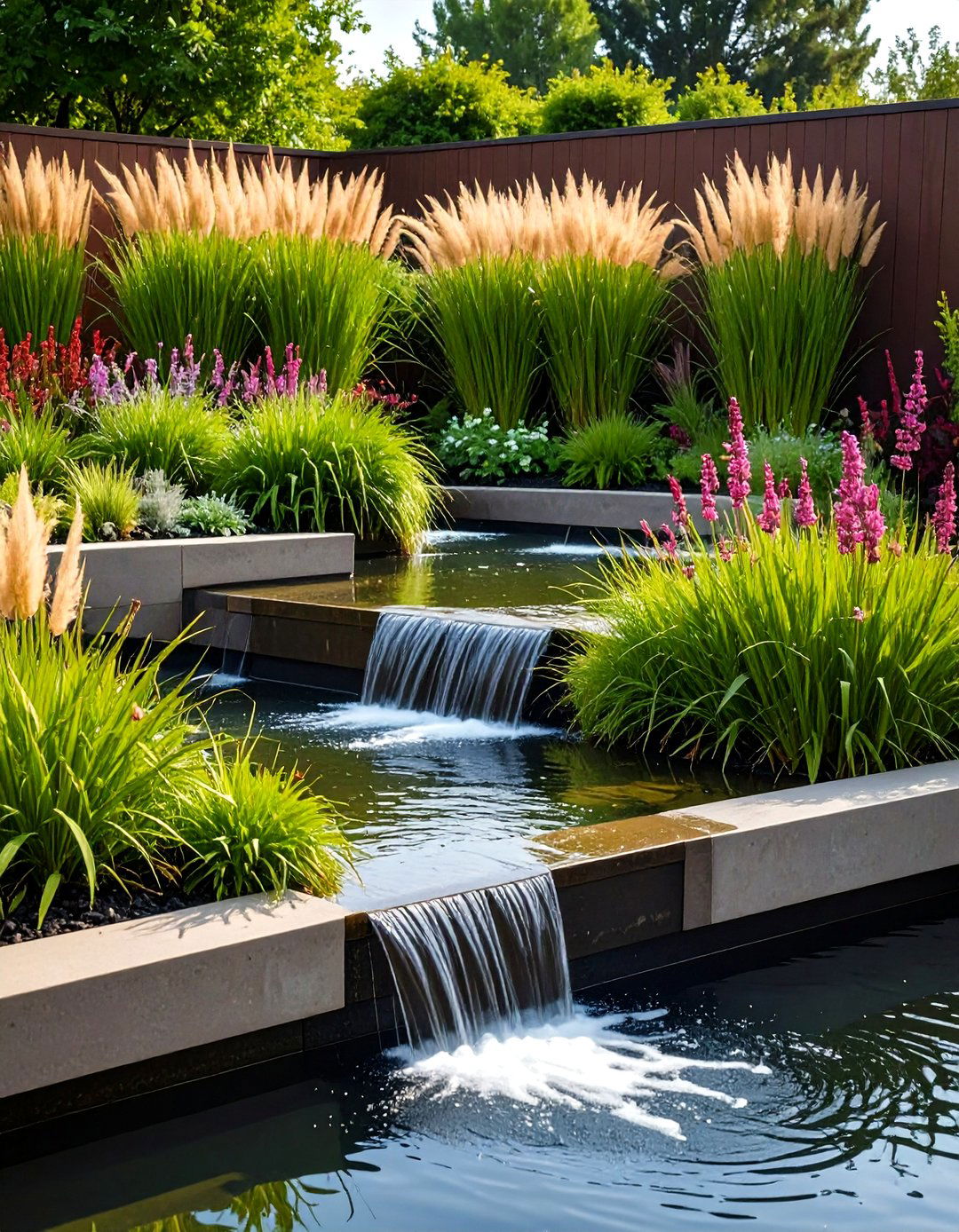 Raised Planter Pond with Spillway Waterfall - 20 Small Pond Ideas With Waterfalls
