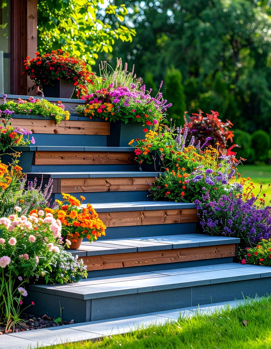 Raised Platform Patio Steps with Storage Integration - 20 Patio Steps Ideas