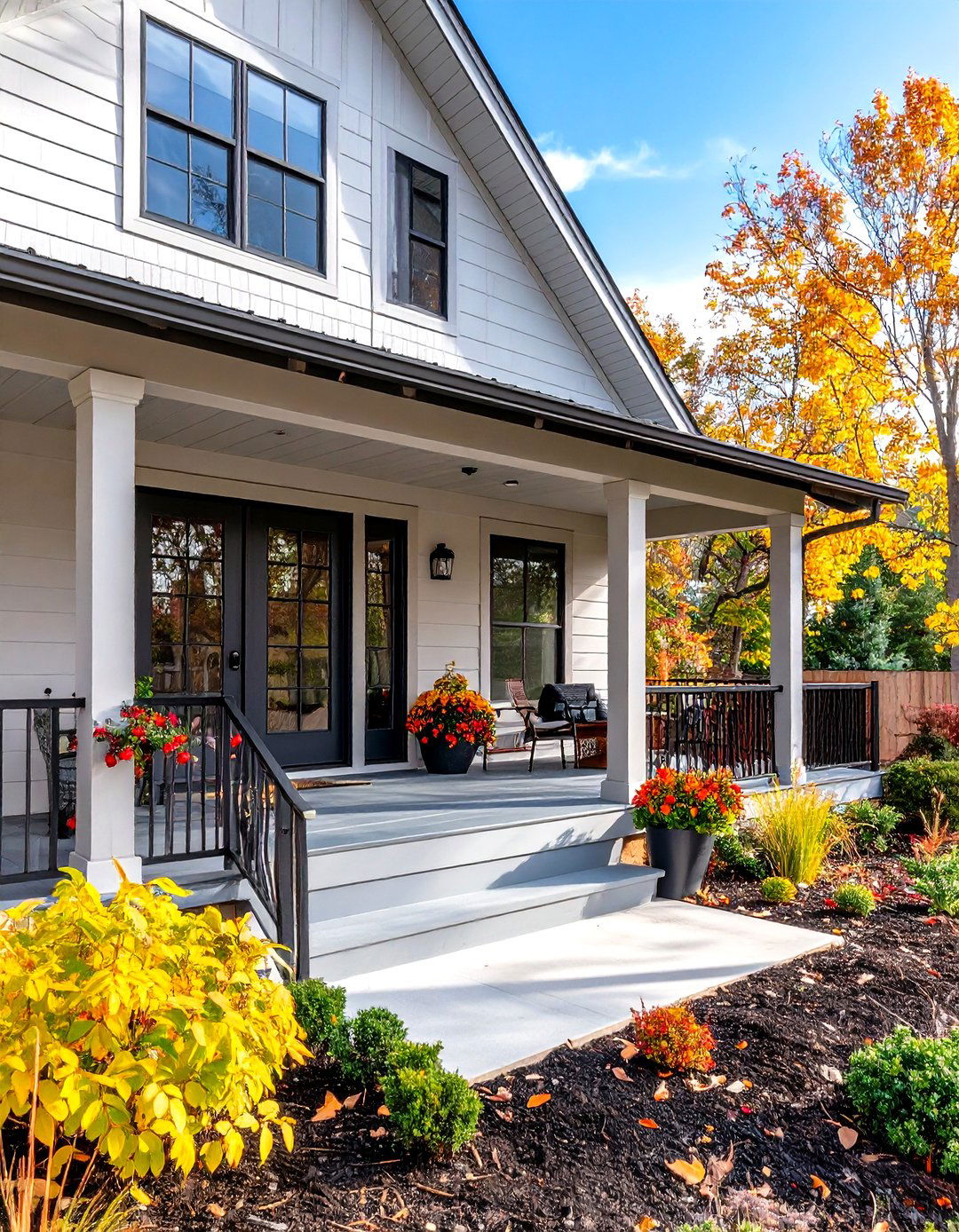 Raised Ranch Front Porch with Cable Railing System - 20 Raised Ranch Front Porch Ideas