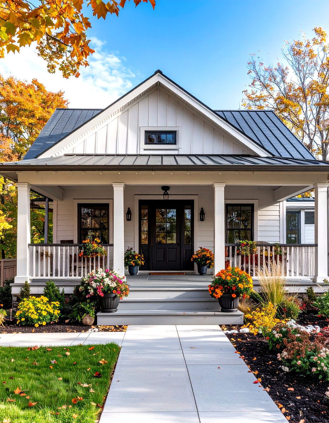 Raised Ranch Front Porch with Gabled Roof Extension - 20 Raised Ranch Front Porch Ideas