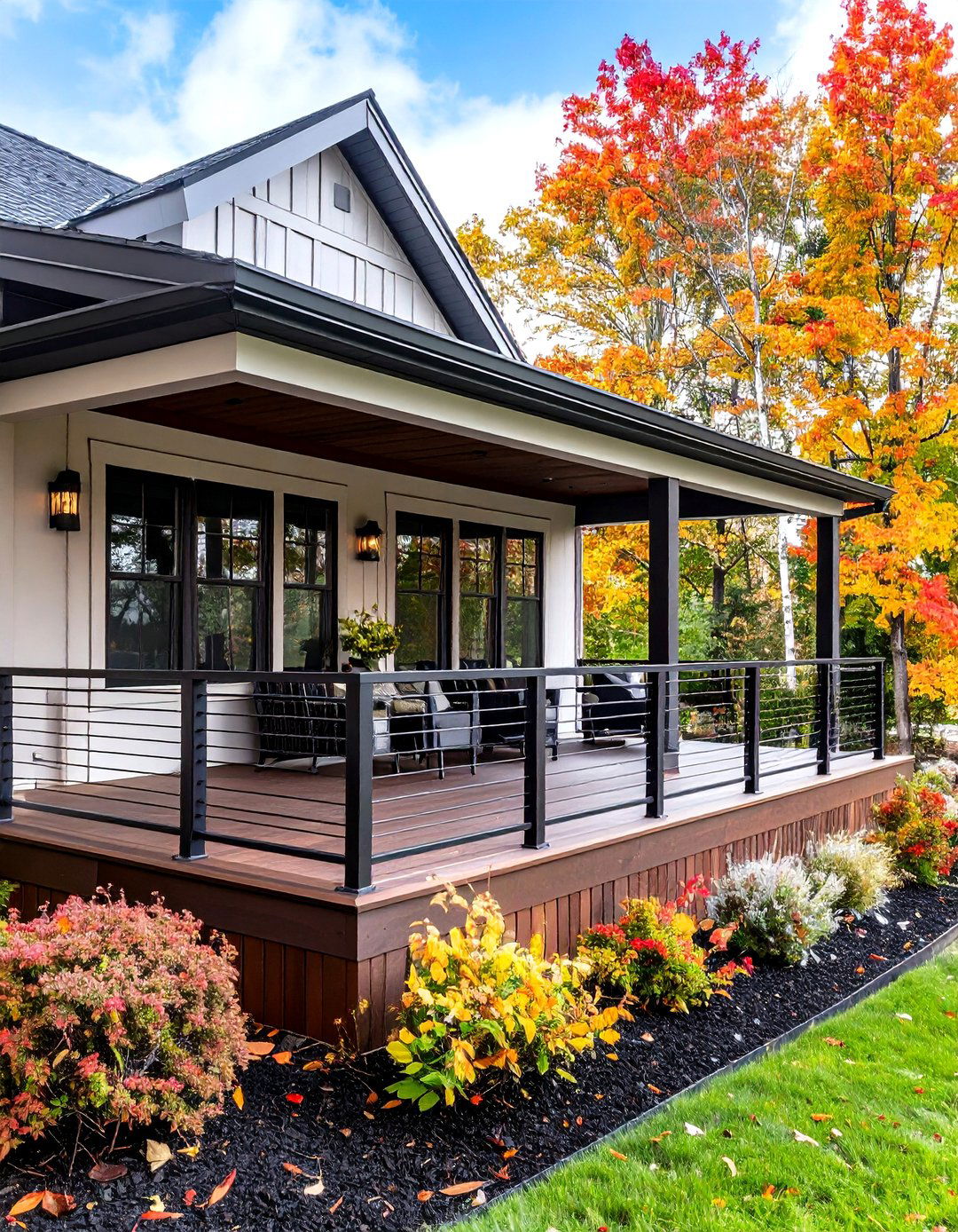 Raised Ranch Front Porch with Metal Railing System - 20 Raised Ranch Front Porch Ideas