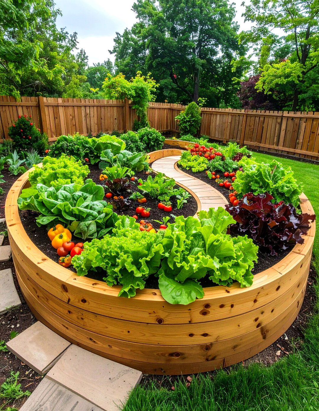 Raised Timber Spiral Bed - 20 Spiral Garden Design Ideas
