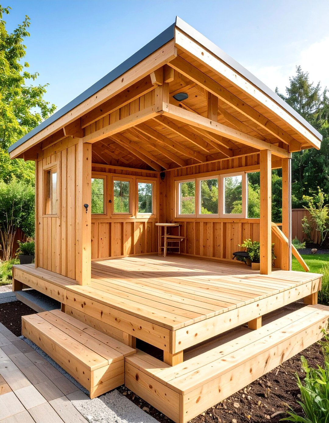 Raised Wooden Platform Skids - 20 Shed Floor Ideas