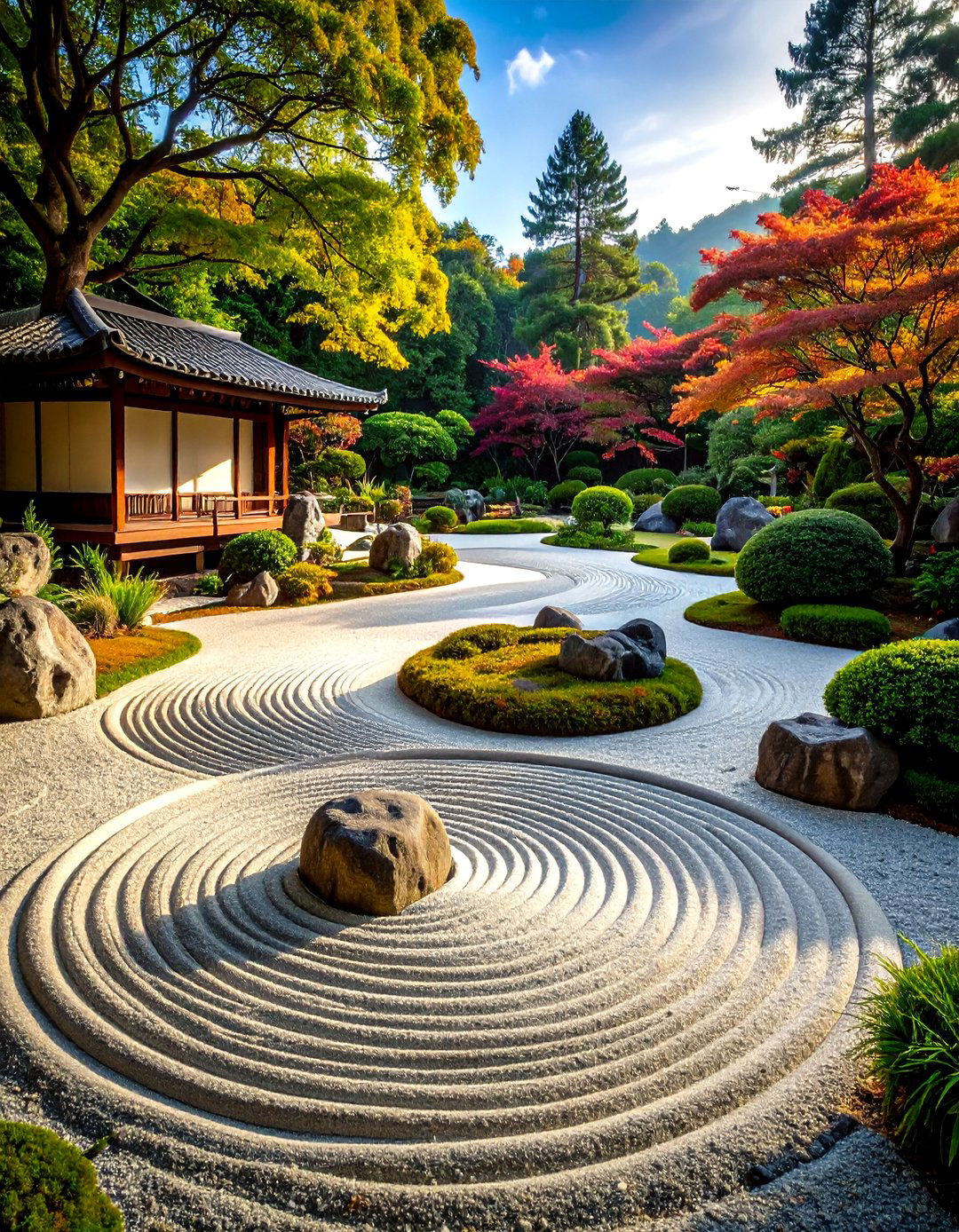 Raked Sand Pattern Zen Garden - 20 Zen Garden Ideas