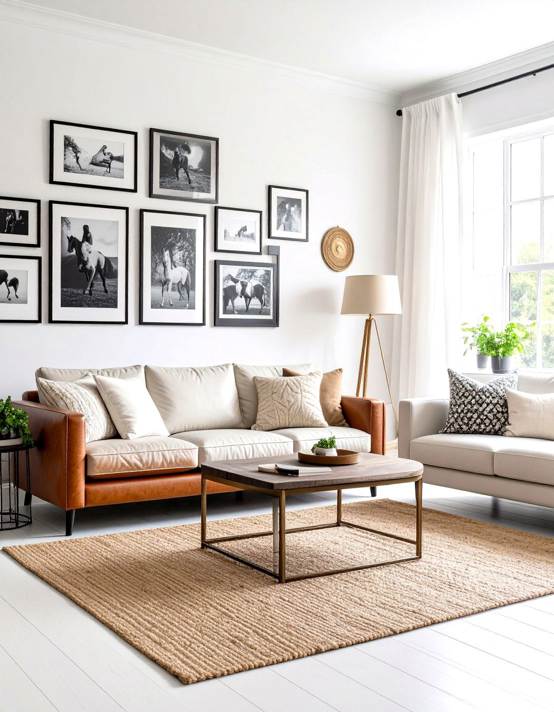 Ralph Lauren Living Room Featuring Gallery Wall of Black and White Photography - 20 Ralph Lauren Living Room Ideas