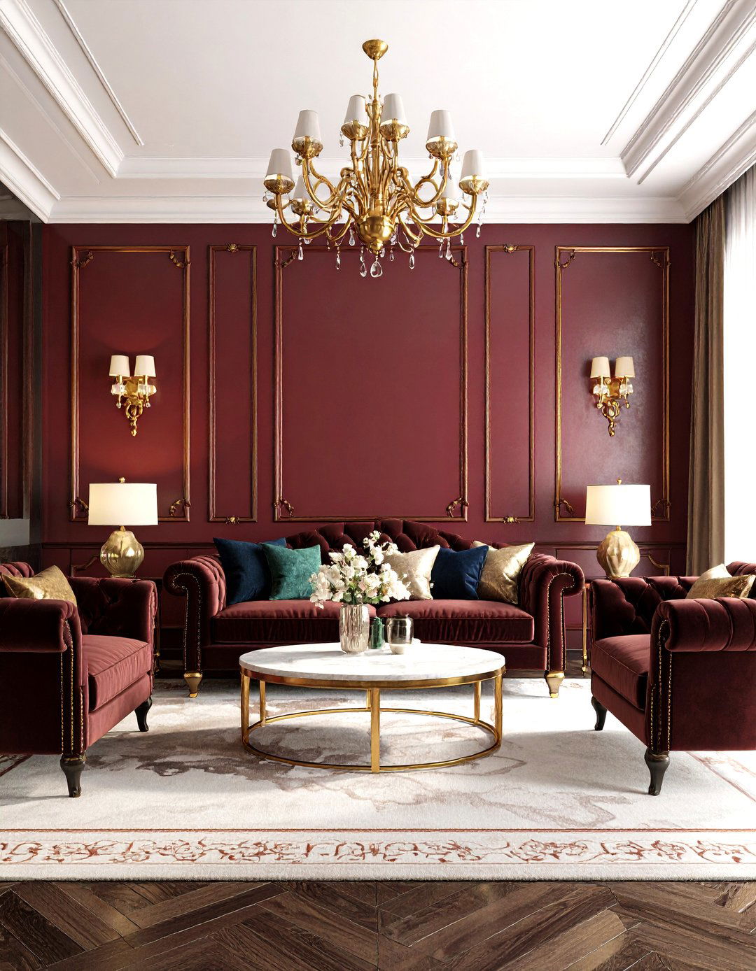 Ralph Lauren Living Room Incorporating Oxblood and Jewel Tones - 20 Ralph Lauren Living Room Ideas