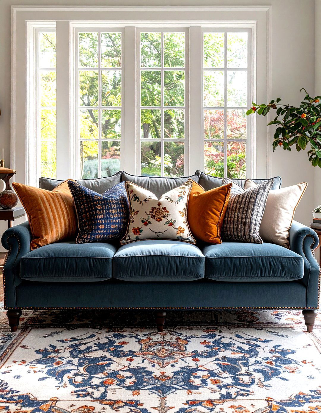 Ralph Lauren Living Room with Monogrammed Throw Pillows - 20 Ralph Lauren Living Room Ideas