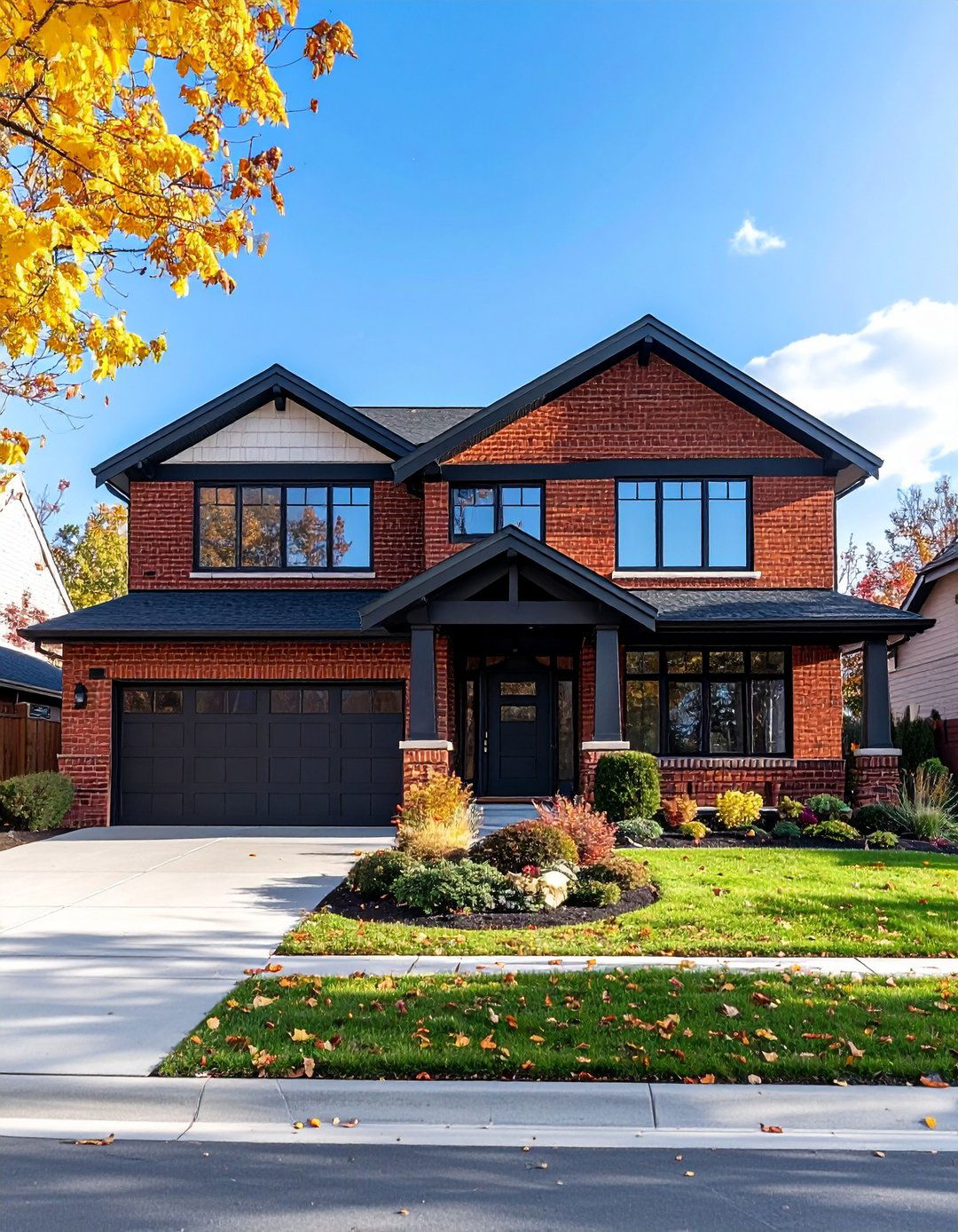 Ranch Style Red Brick House with Black Trim Modernization - 20 Red Brick House with Black Trim Design Ideas