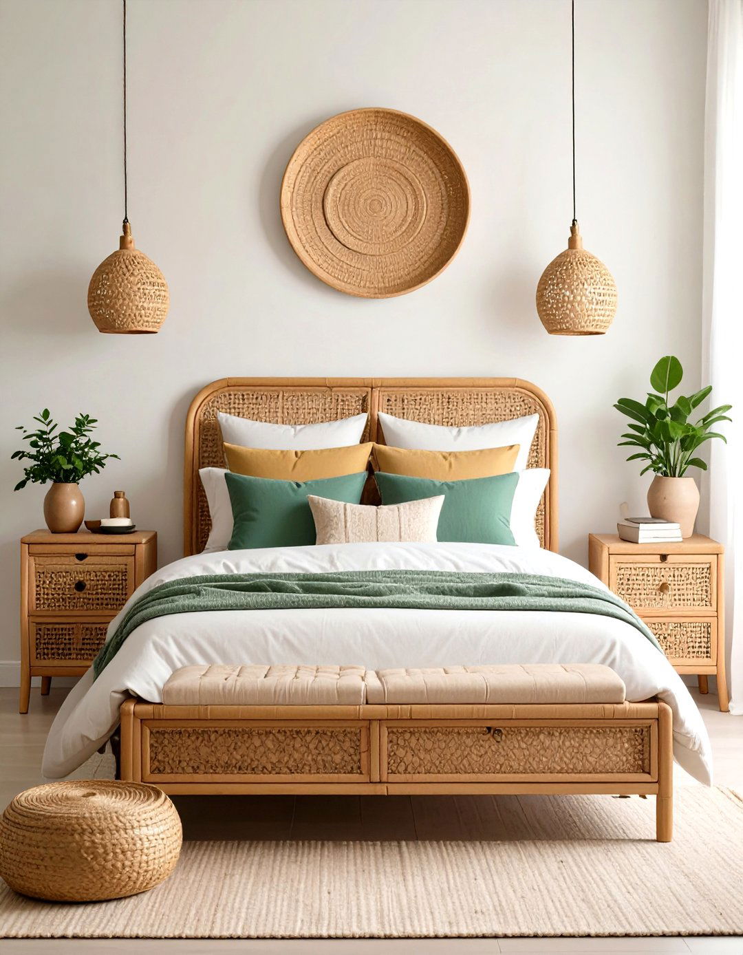 Rattan Bedroom Furniture Bedside Table with Cane Drawers - 20 rattan bedroom furniture ideas