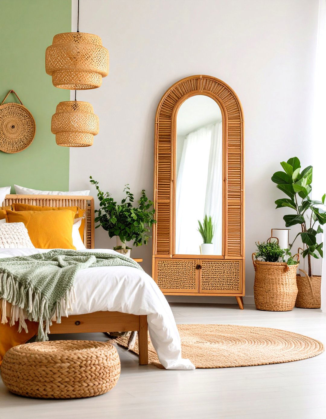 Rattan Bedroom Furniture Cane Lined Mirror Frame - 20 rattan bedroom furniture ideas