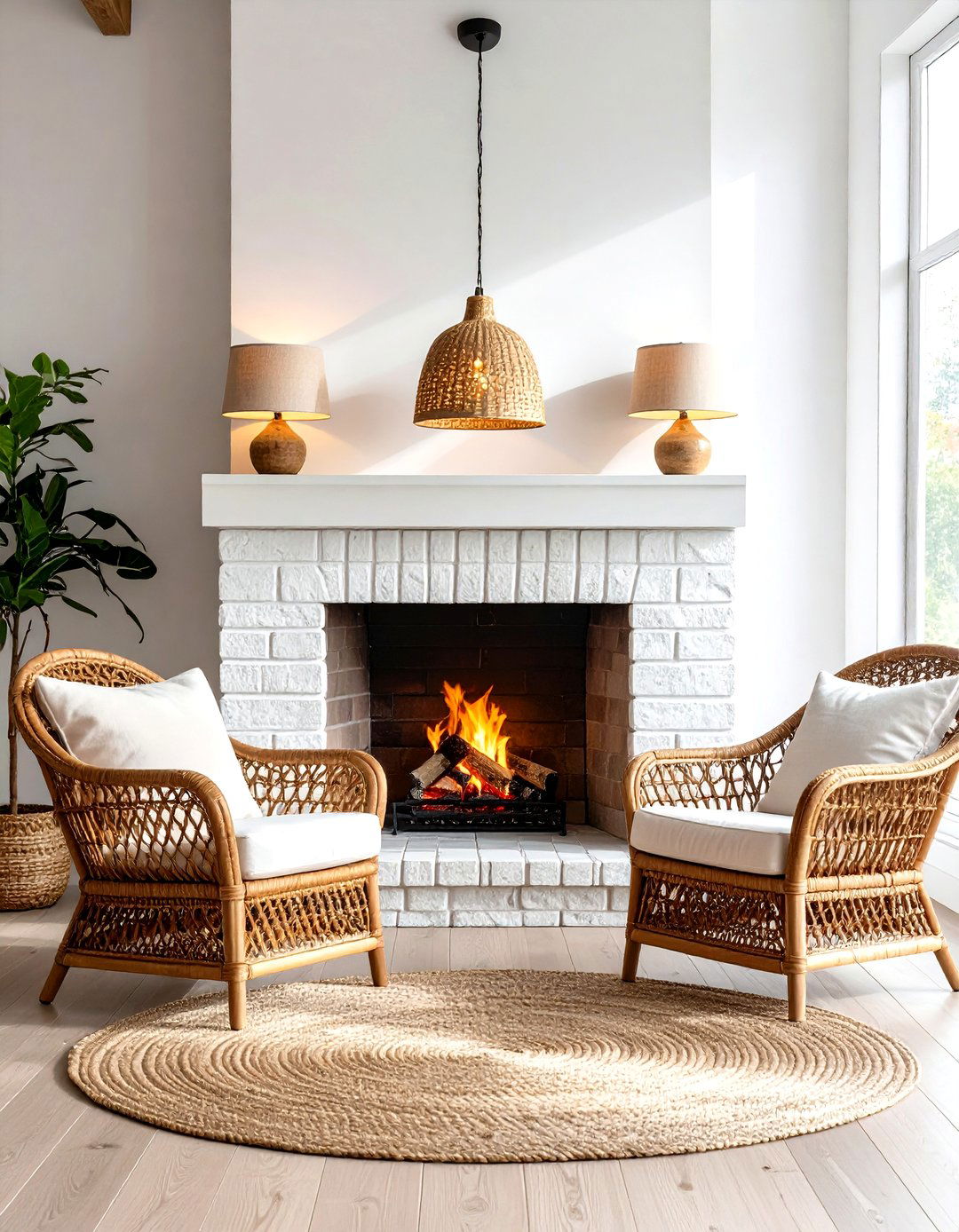 Rattan Fireplace Sconces for Biophilic Warmth - 20 Fireplace Sconces Ideas