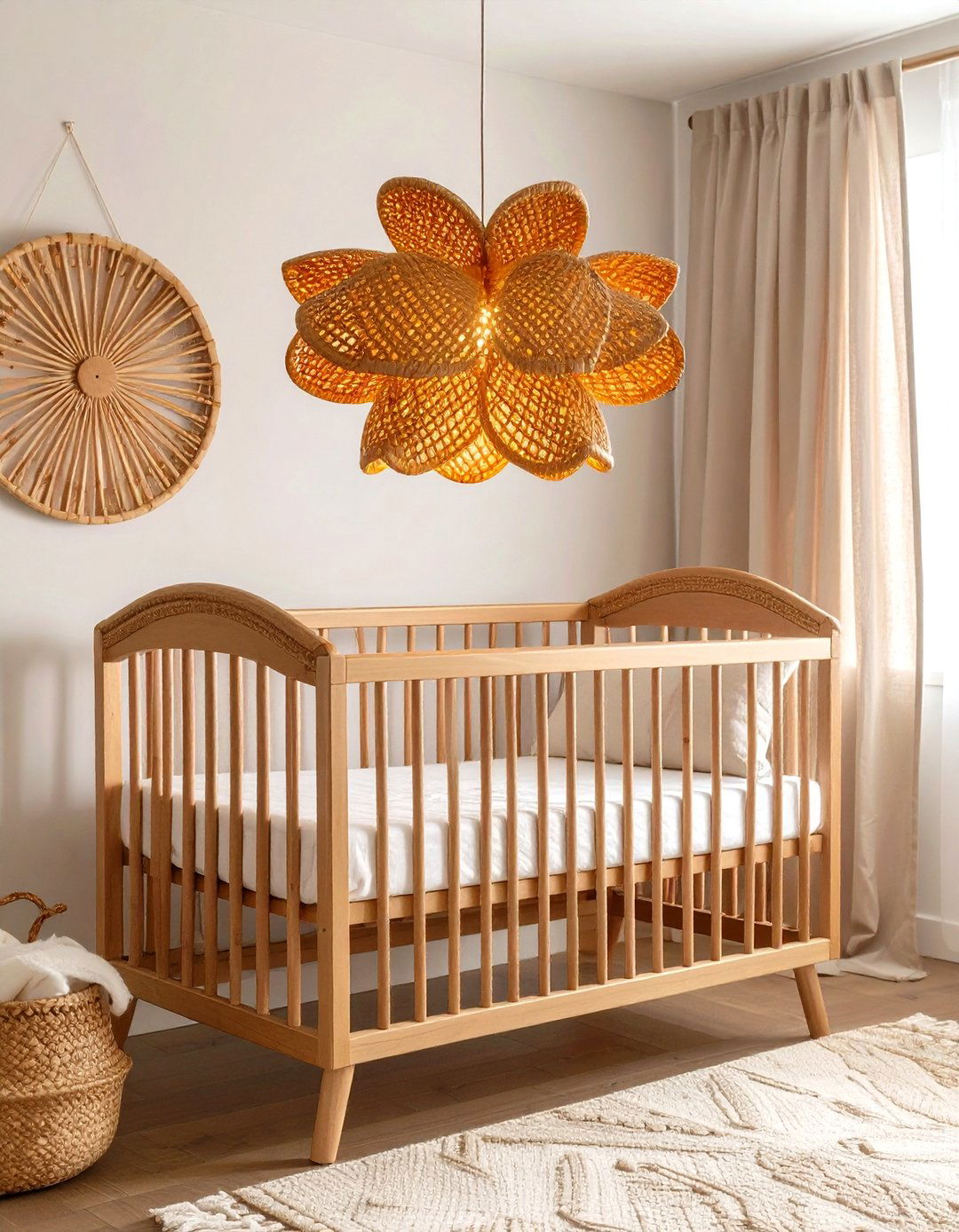 Rattan Flower Petal Pendant Light - 20 Floral Nursery Ideas