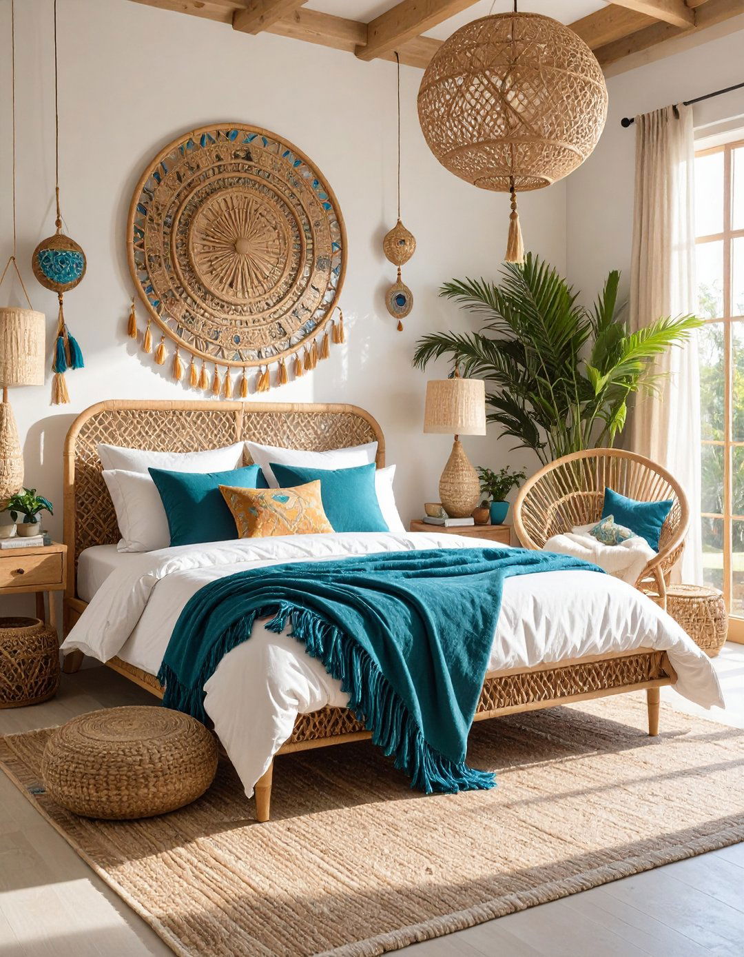 Rattan Furniture Brings Natural Warmth to the Boho Bedroom - 20 Girls Boho Bedroom Ideas