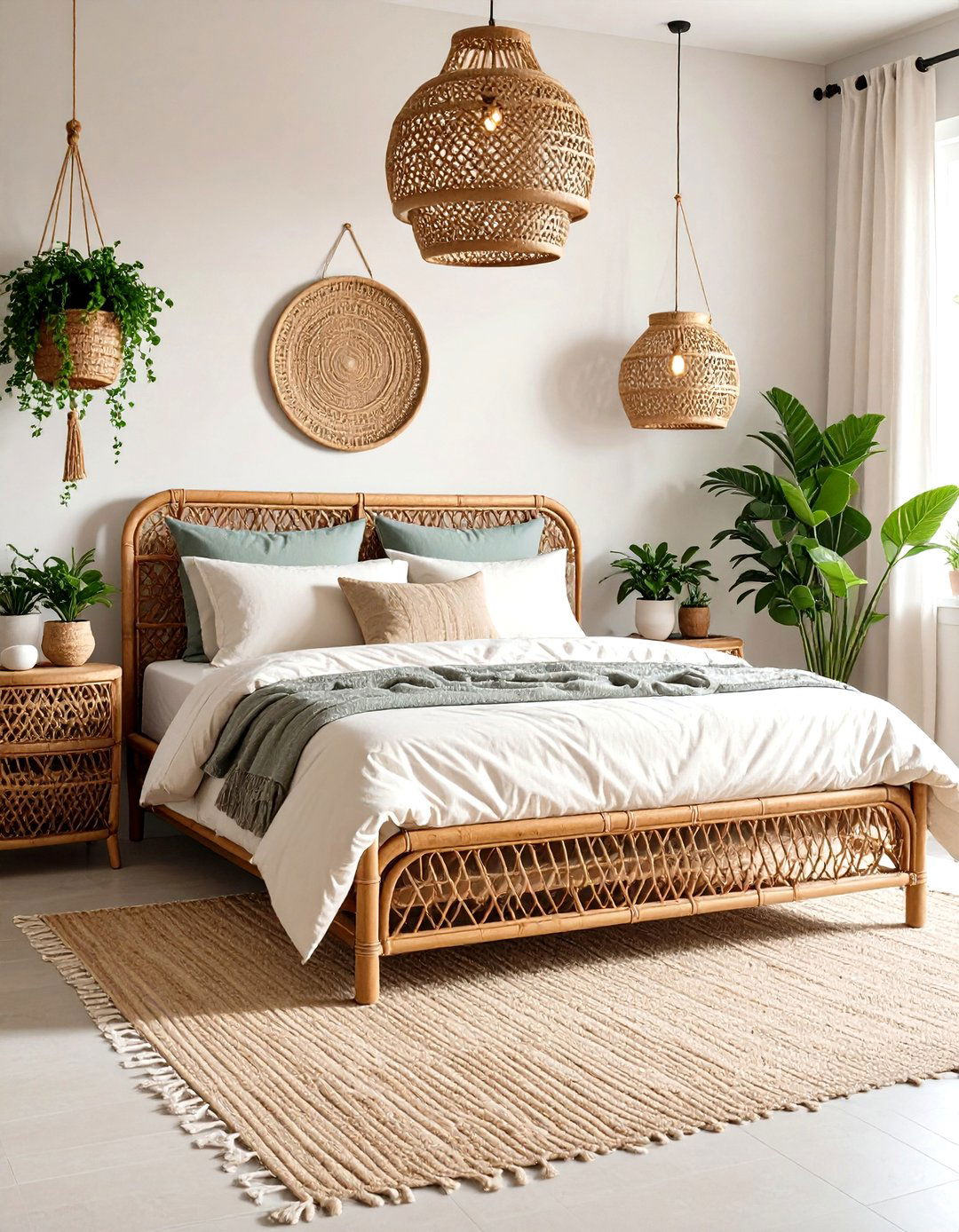 Rattan Furniture Earthy Bedroom with Bohemian Touches - 20 earthy bedroom ideas
