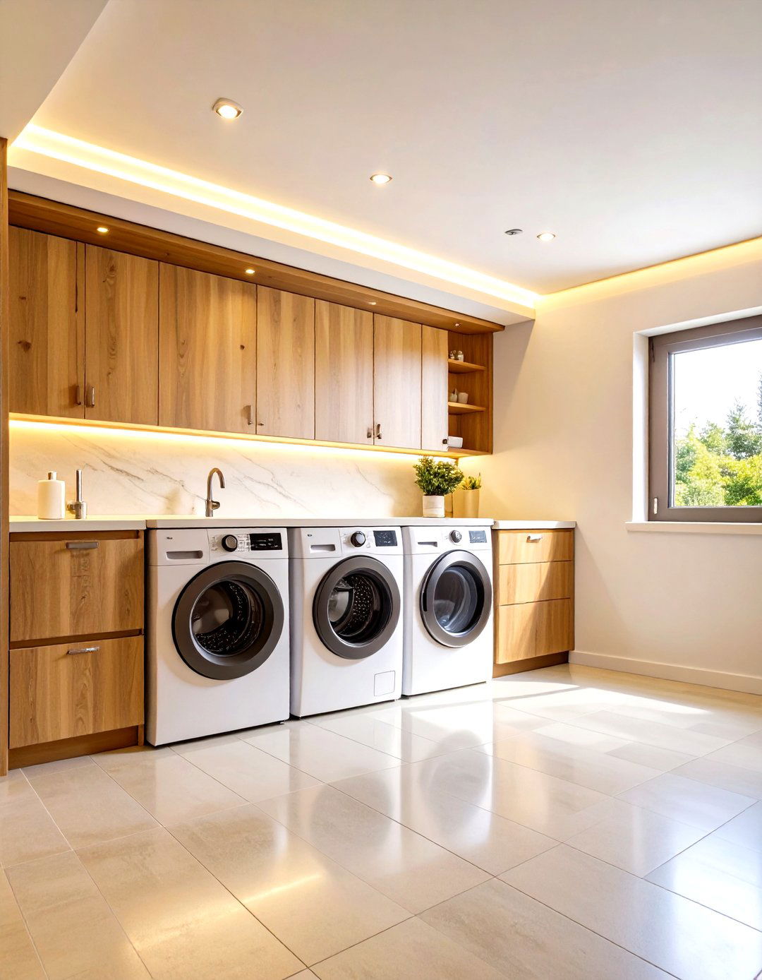 Recessed LED Laundry Room Lighting for Clean Minimalism - 20 Laundry Room Lighting Ideas