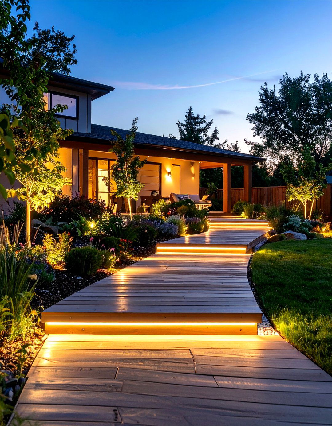 Recessed LED Path and Step Lights - 20 Ground Level Deck Ideas