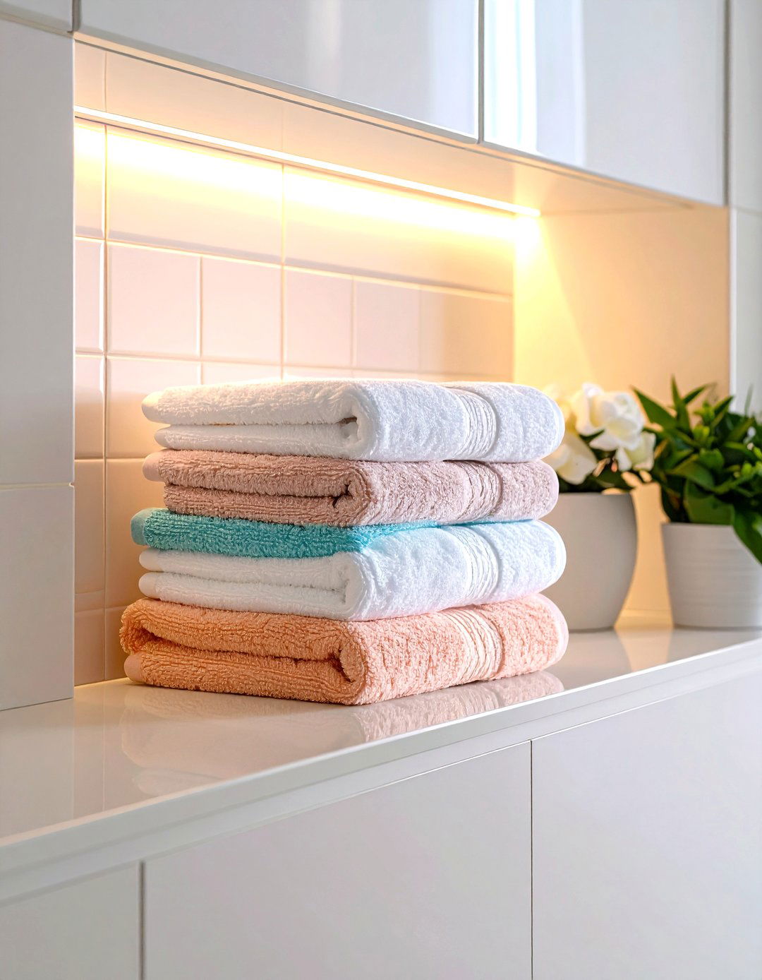 Recessed Niche Stacks - 20 Towel Display Ideas