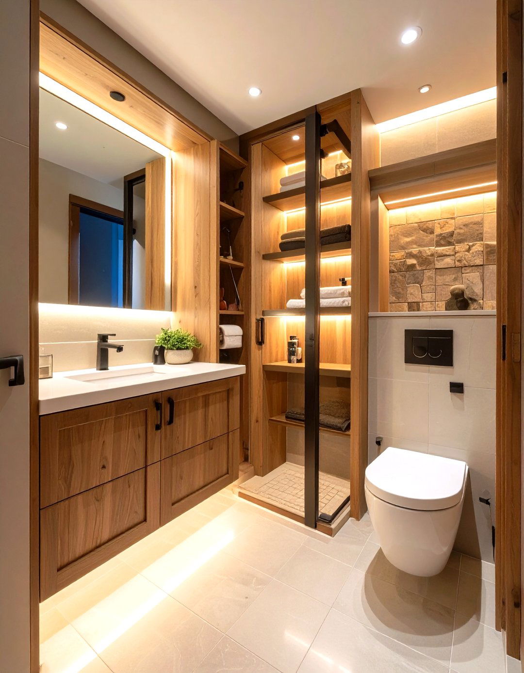 Recessed Storage Niches - 20 Downstairs Toilet Ideas