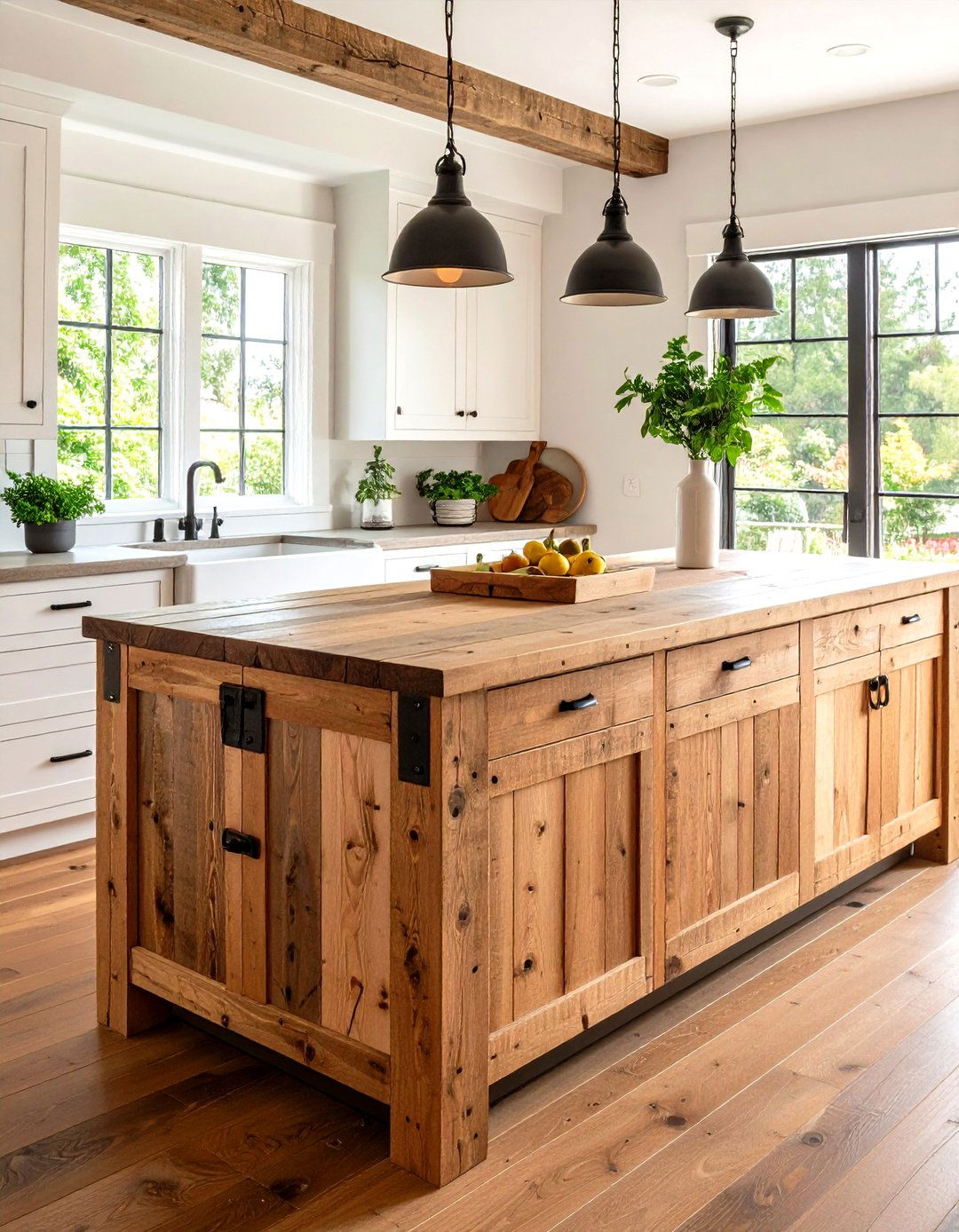 Reclaimed Barn Wood Kitchen Island - 20 Rustic Kitchen Island Ideas