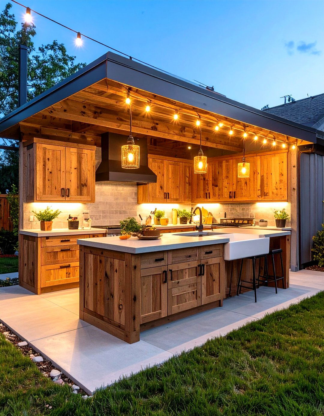 Reclaimed Barn Wood Rustic Outdoor Kitchen - 20 Rustic Outdoor Kitchen Ideas